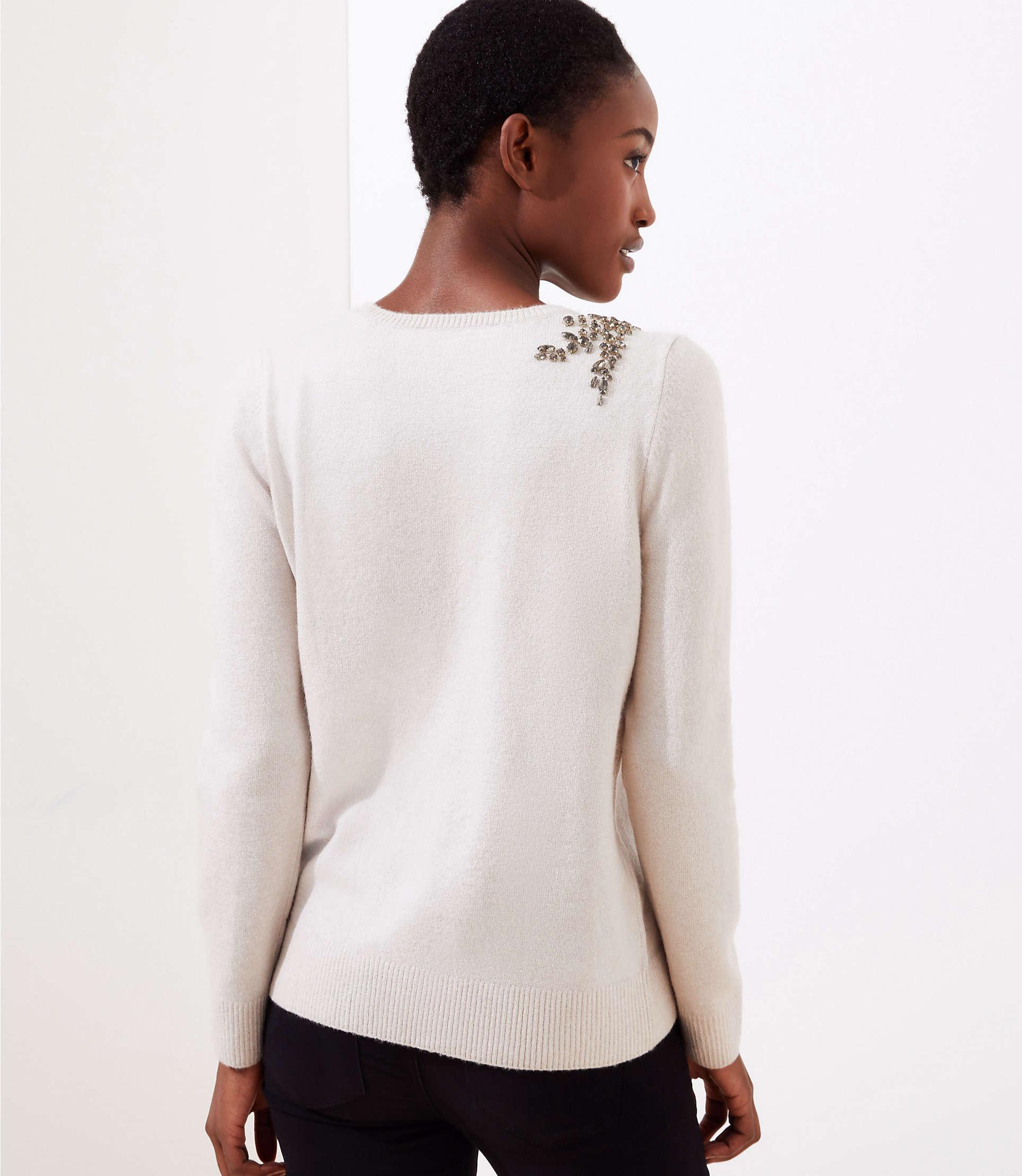 Loft crystal flower sweater Clearance