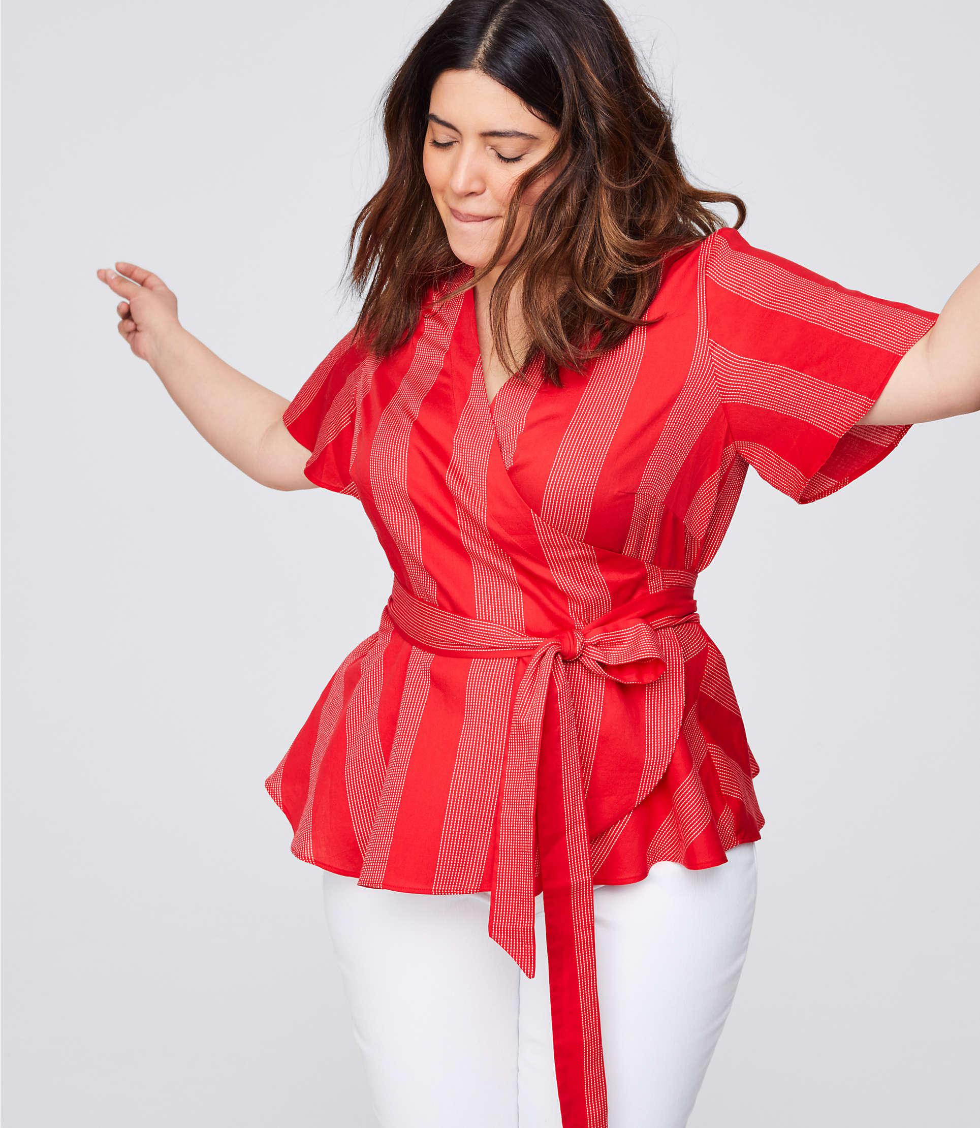 loft striped wrap top