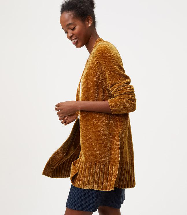 chenille open cardigan