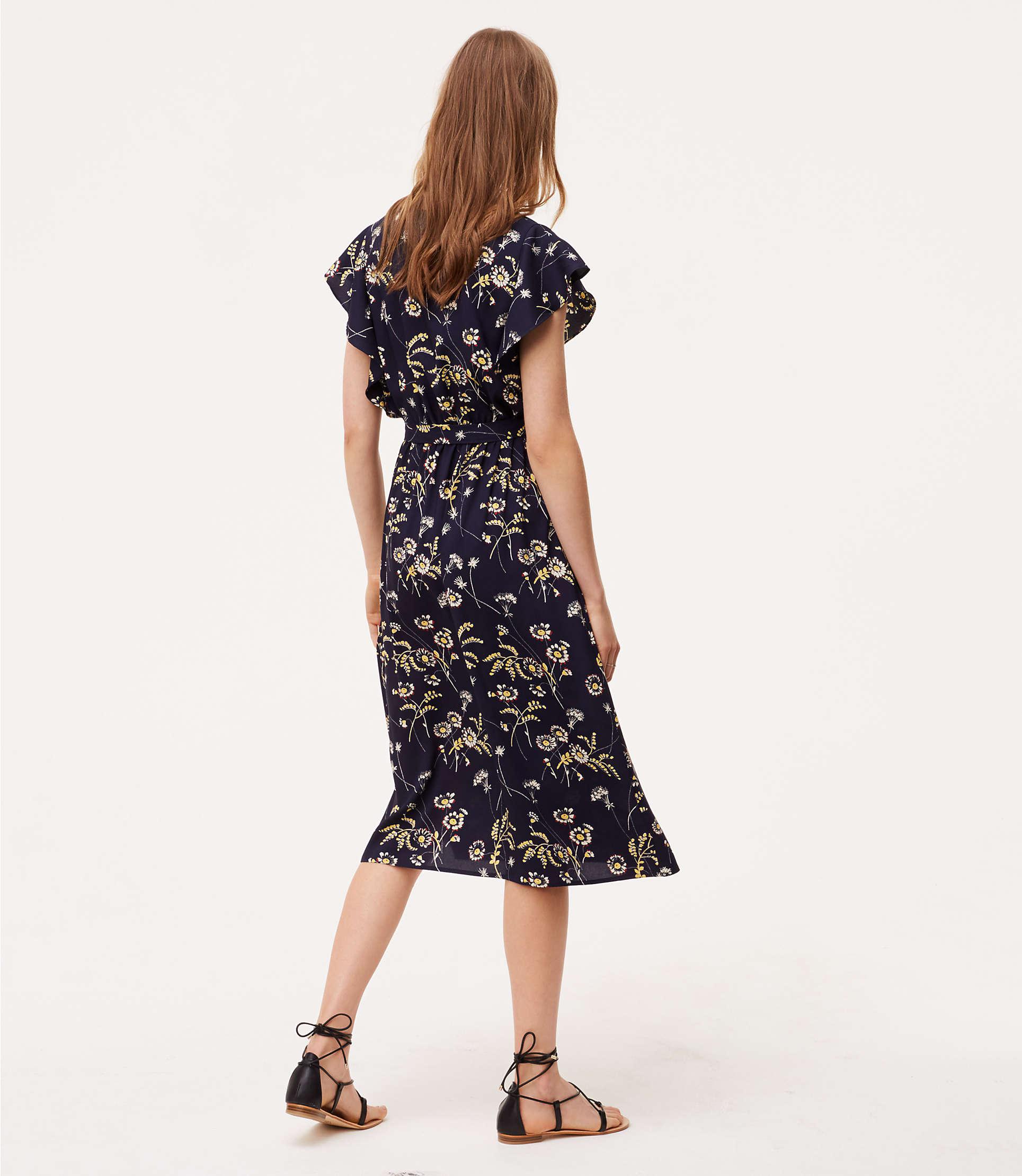 floral flutter midi dress