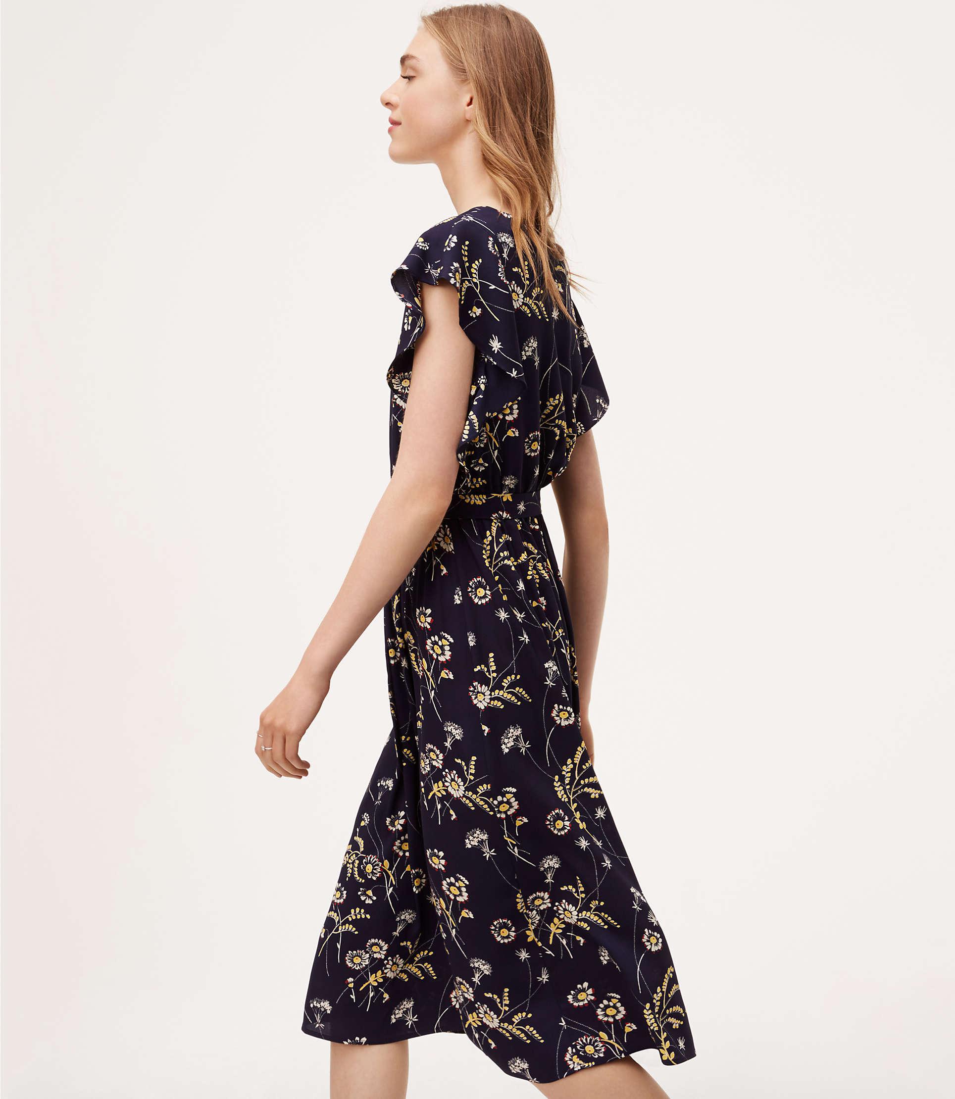 floral flutter midi dress