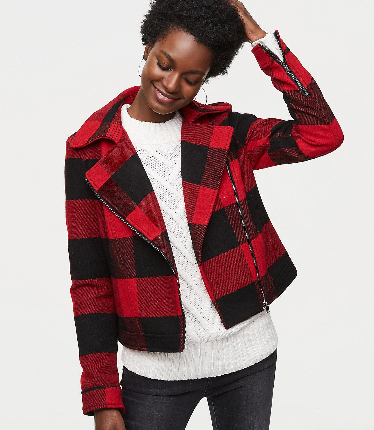 plaid motorcycle jacket