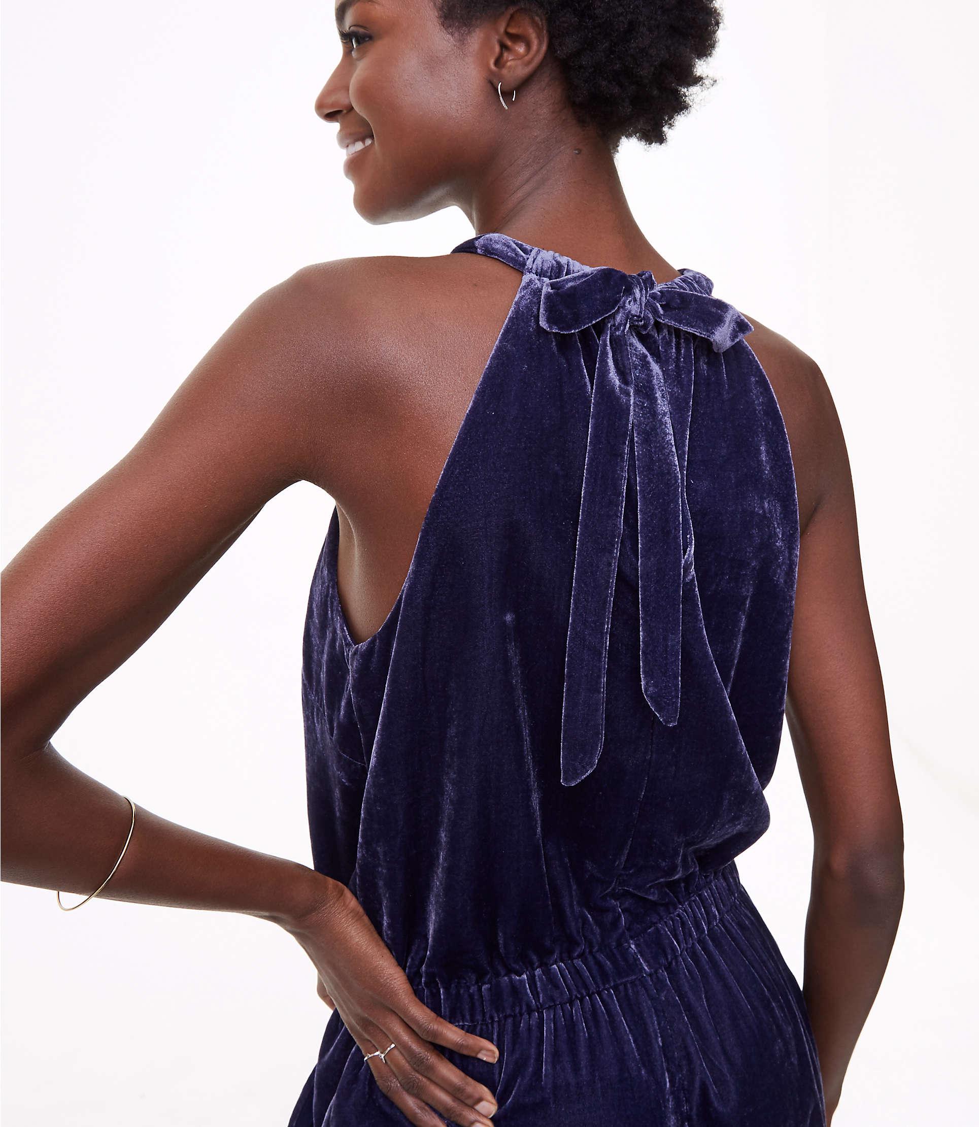 velvet halter jumpsuit