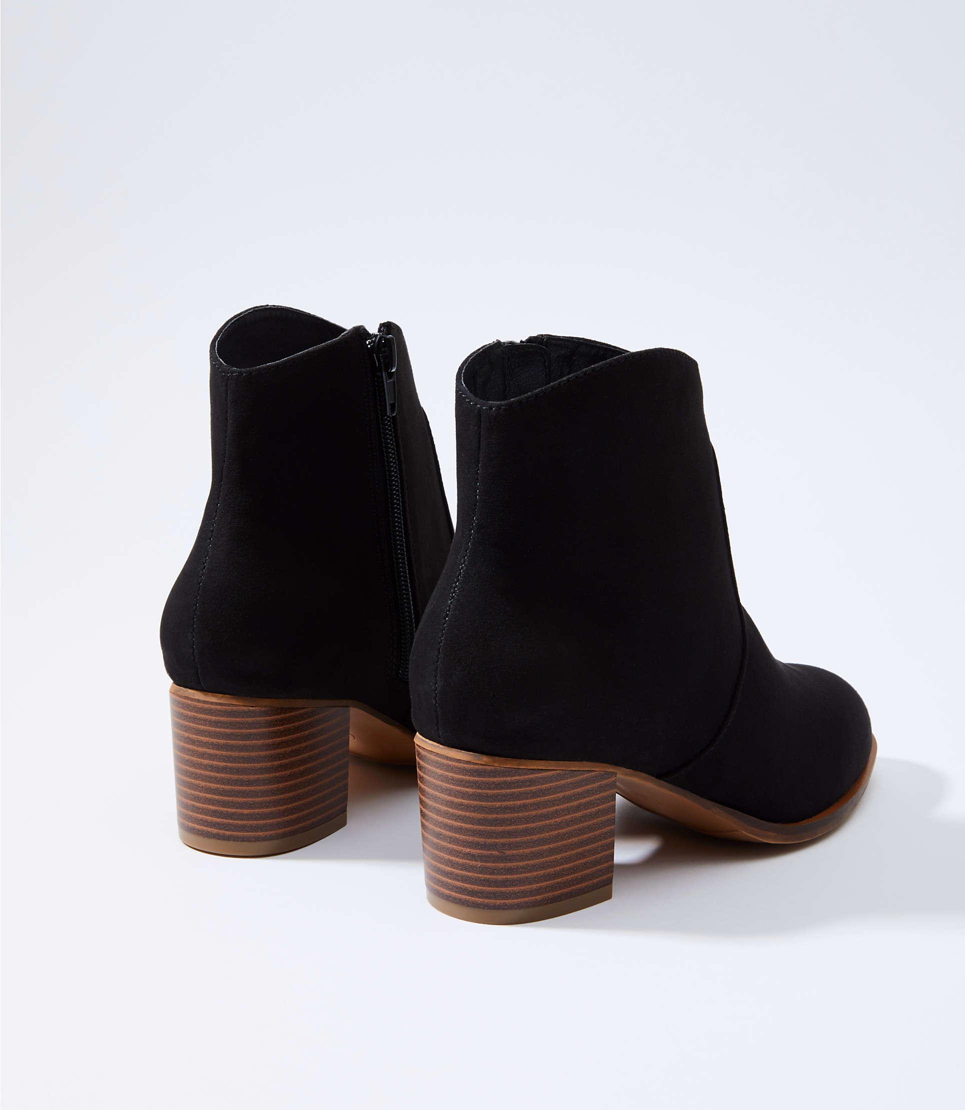 black stacked heel ankle boot
