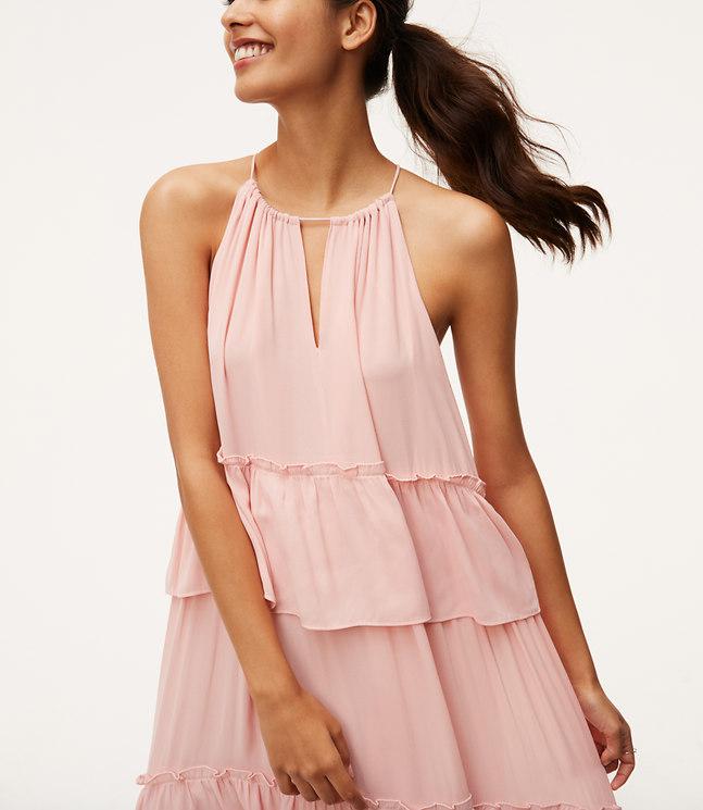 tiered halter maxi dress