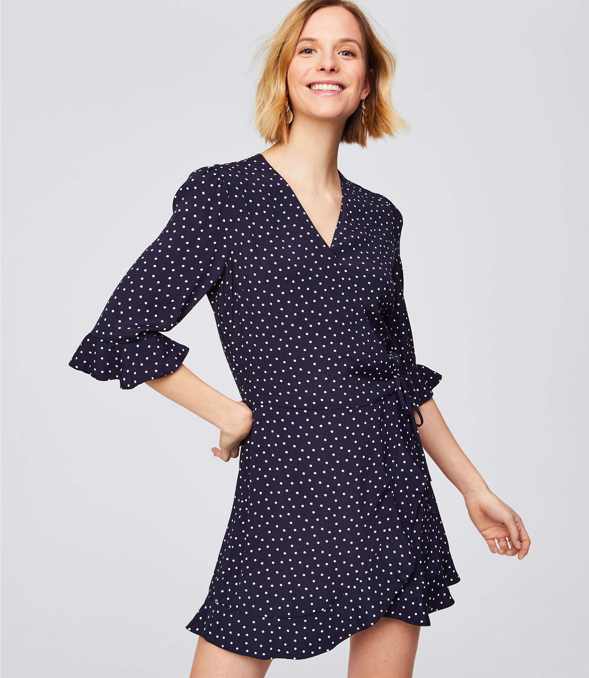 loft polka dot wrap dress