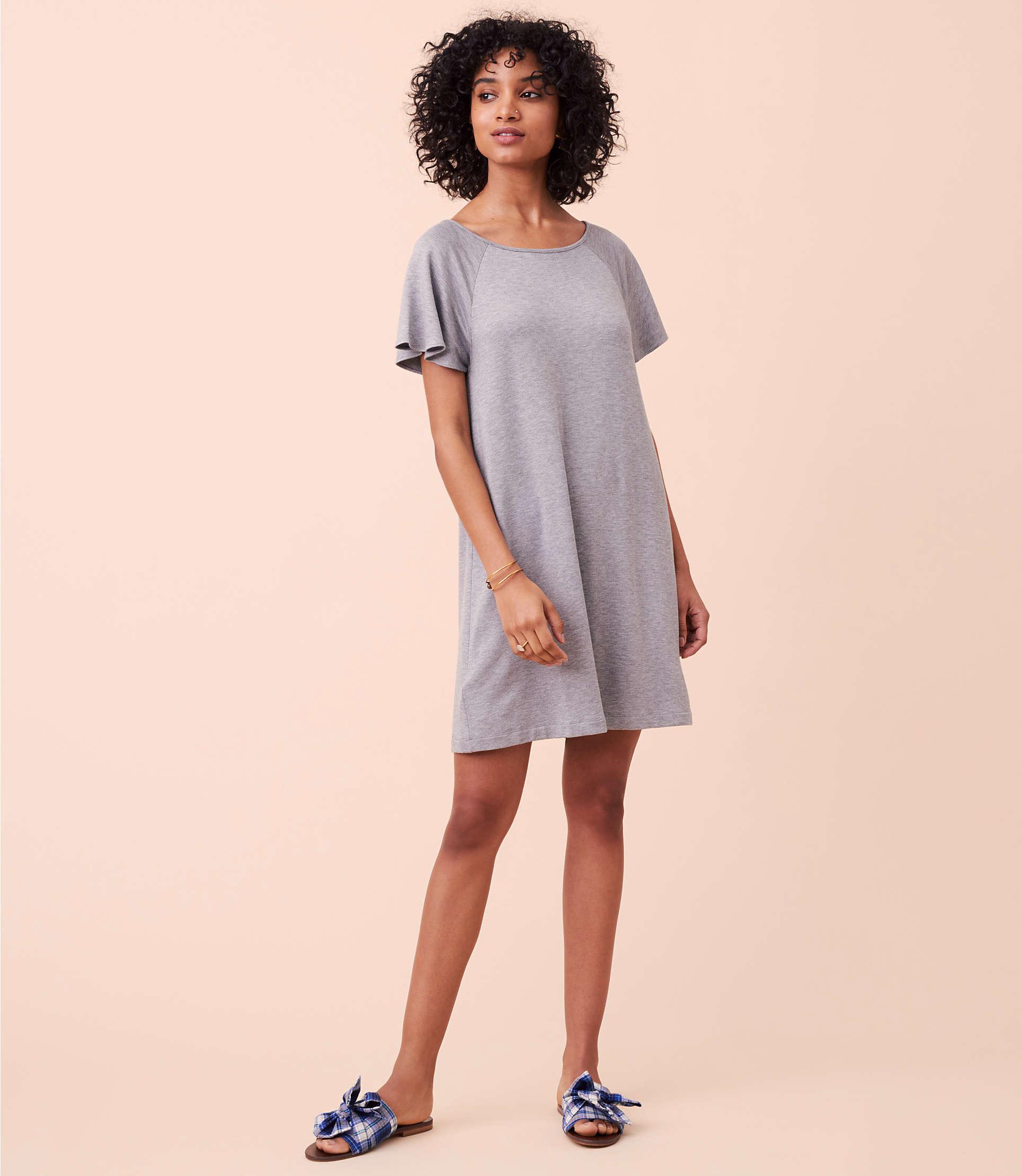 grey flutter sleeve dress