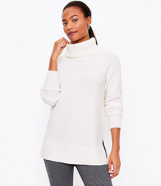 LOFT Petite Waffle Cowl Neck Tunic 