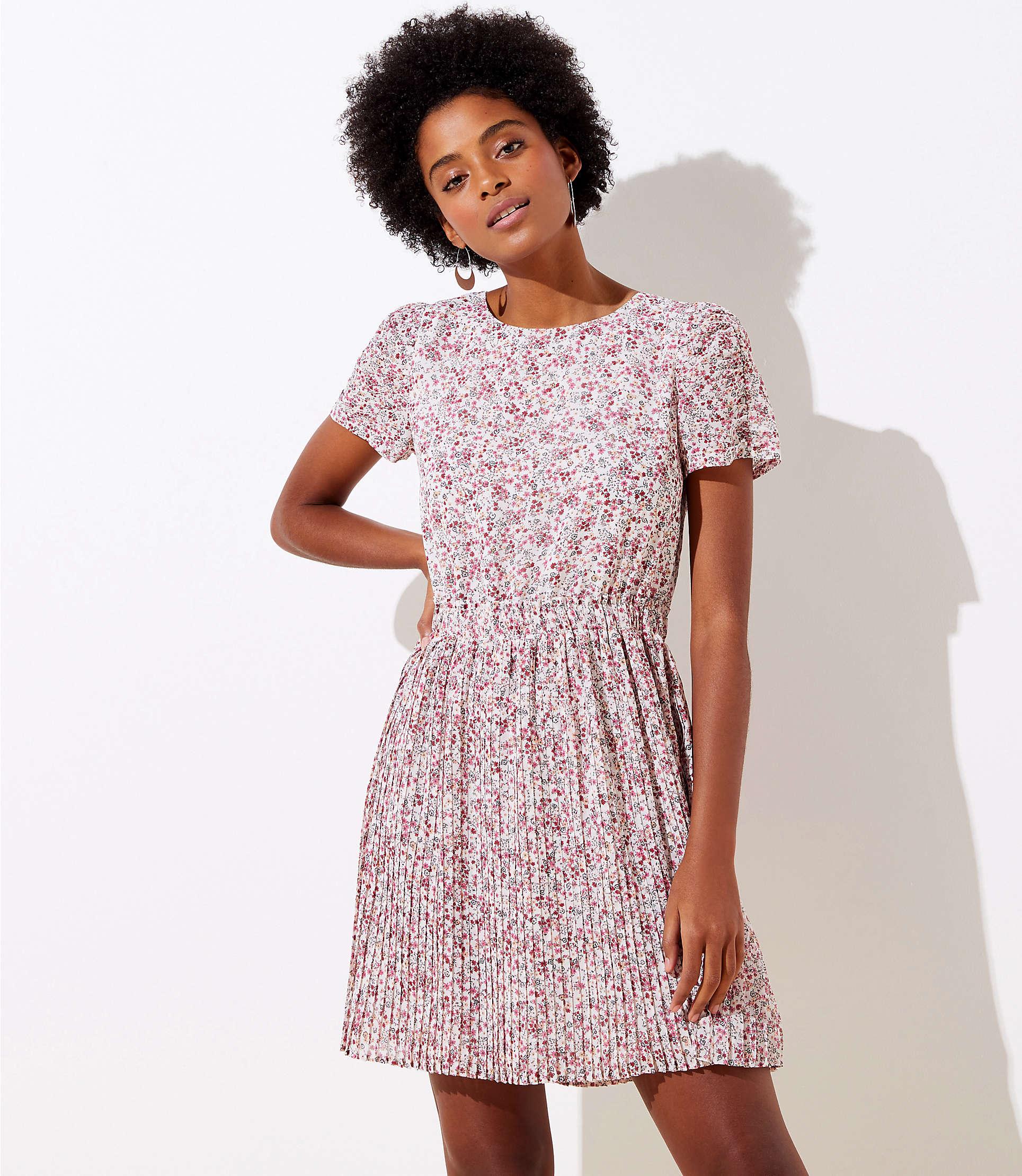 pleated flare dress