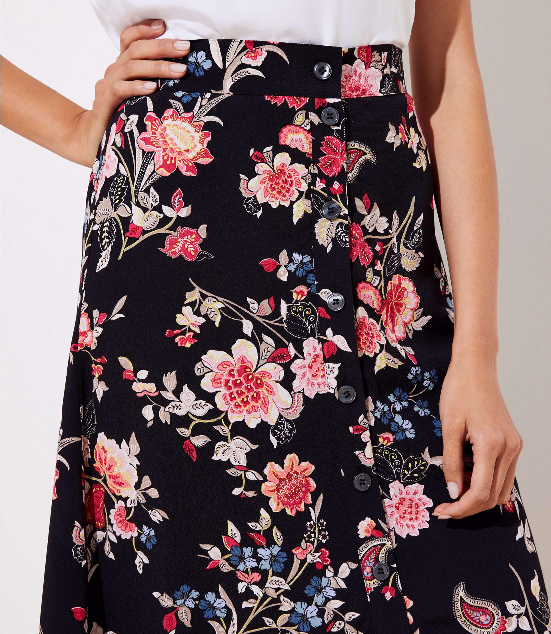 midi skirt with button front