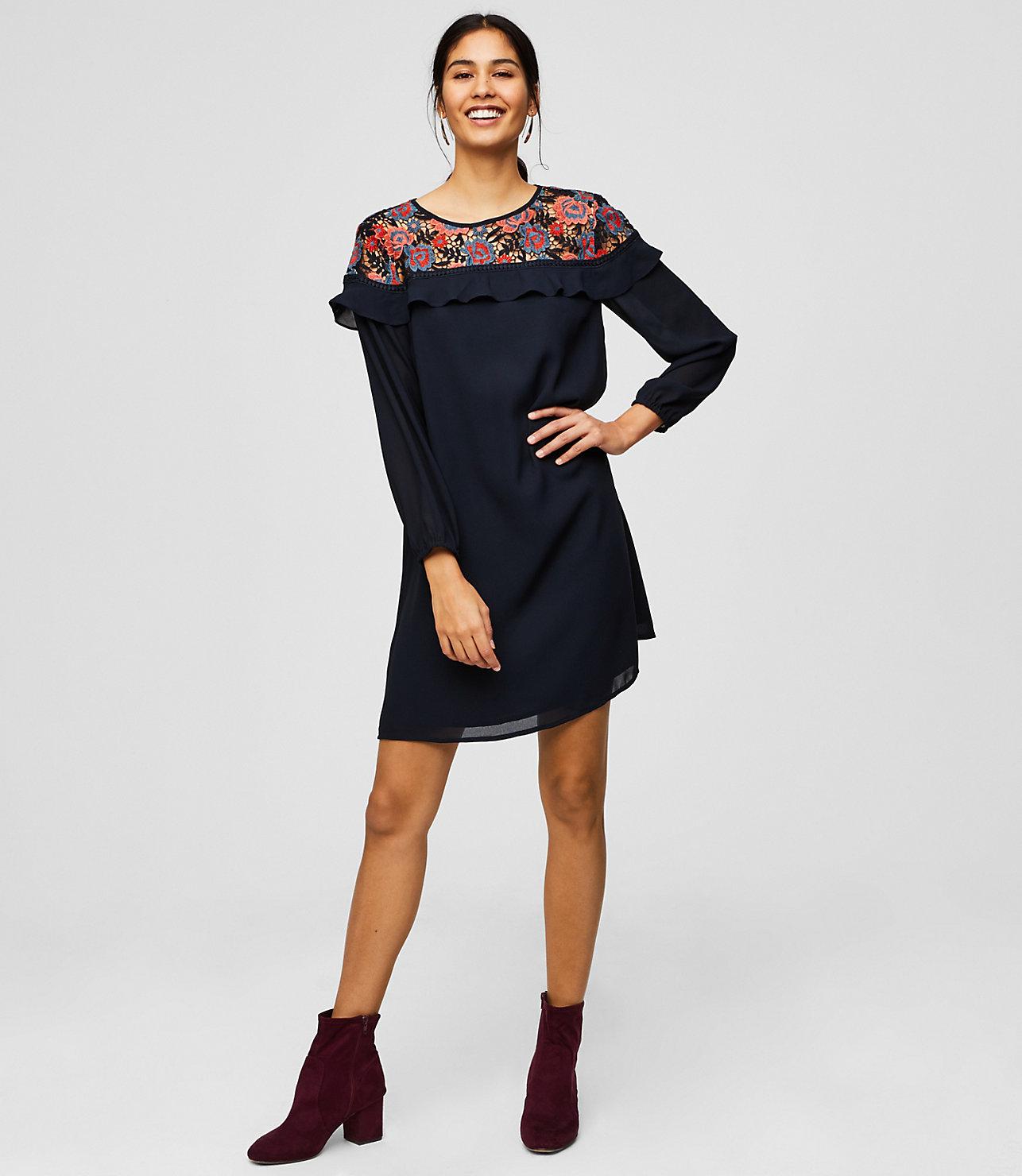 lace yoke swing dress