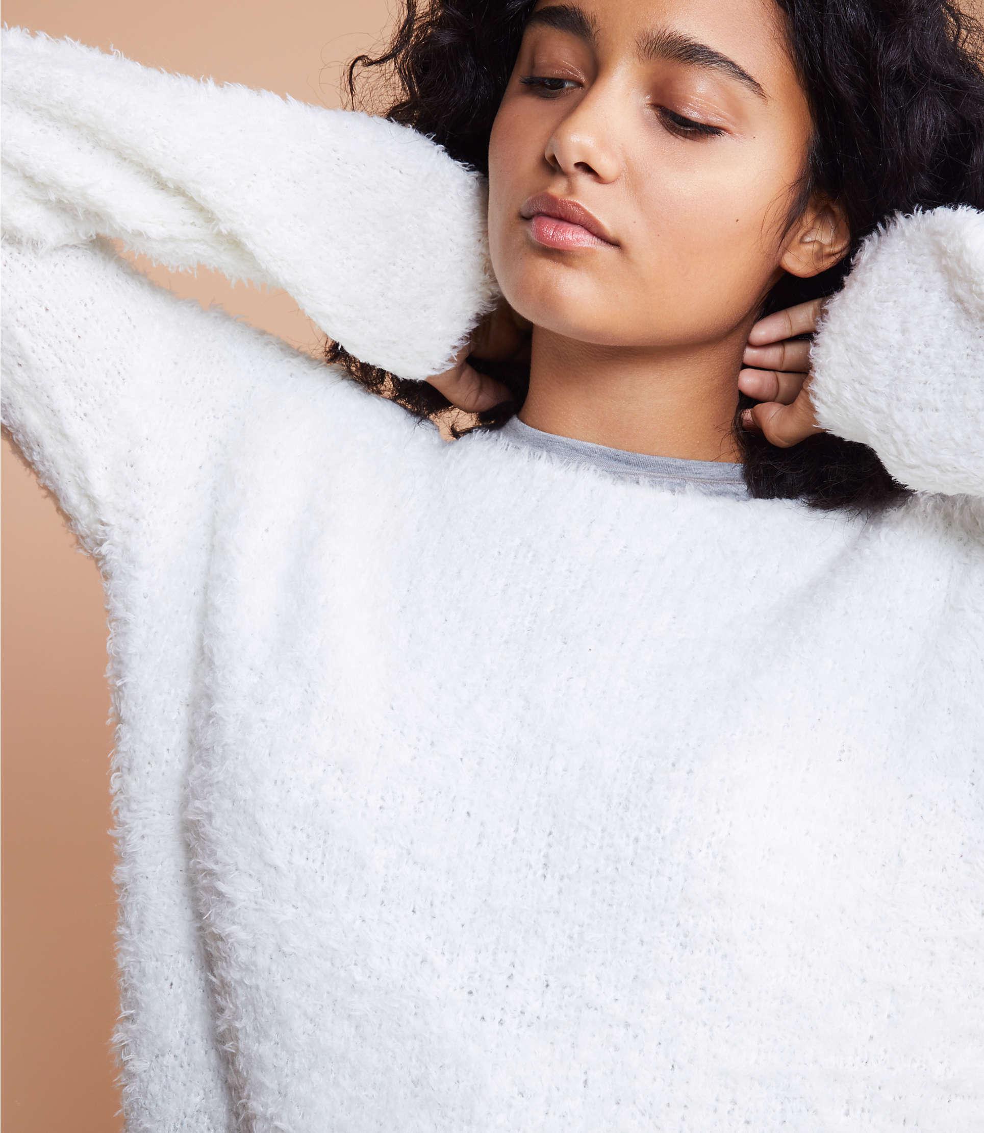 gray fuzzy sweater