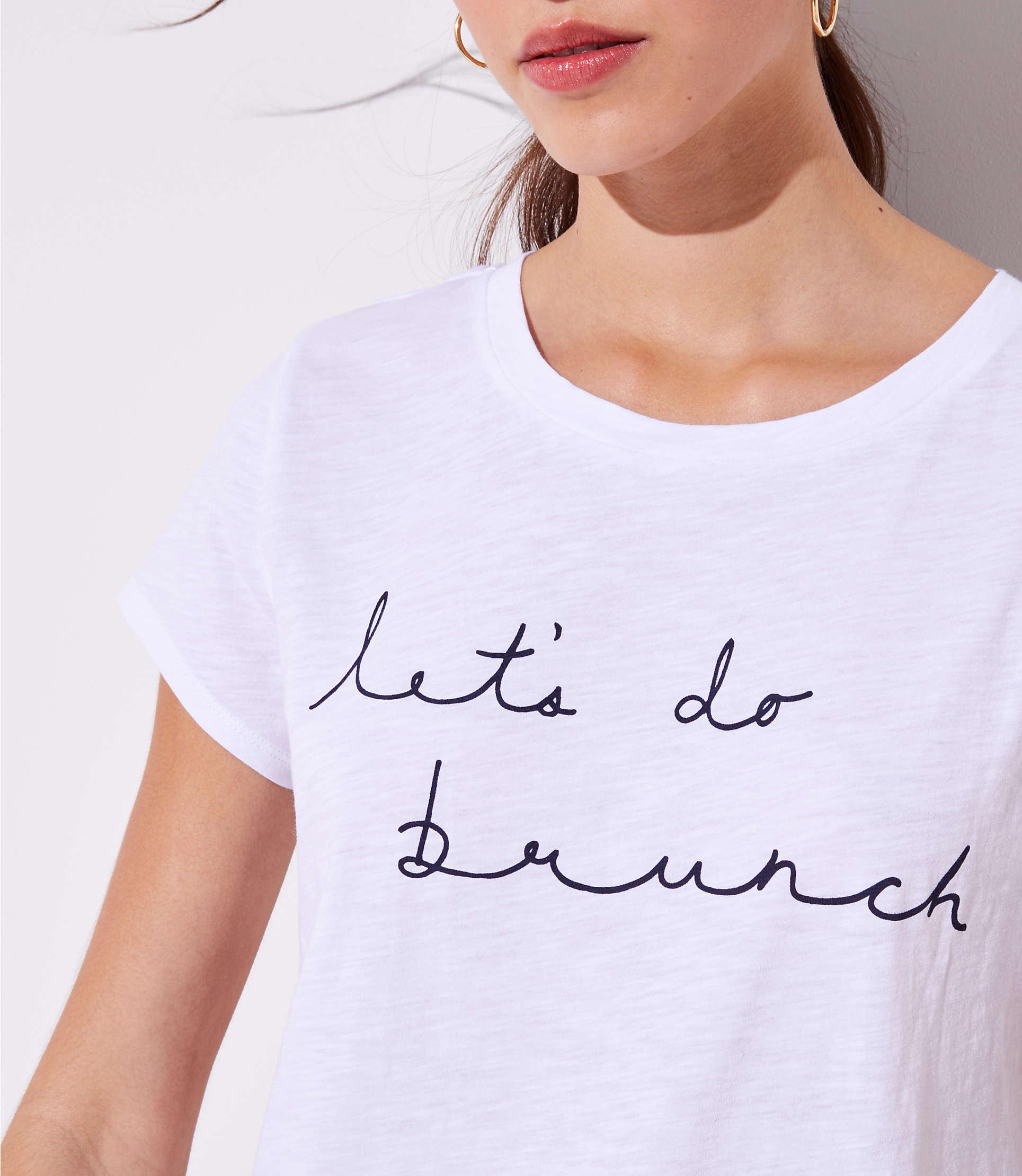 Loft Cotton Let S Do Brunch Tee In White Lyst