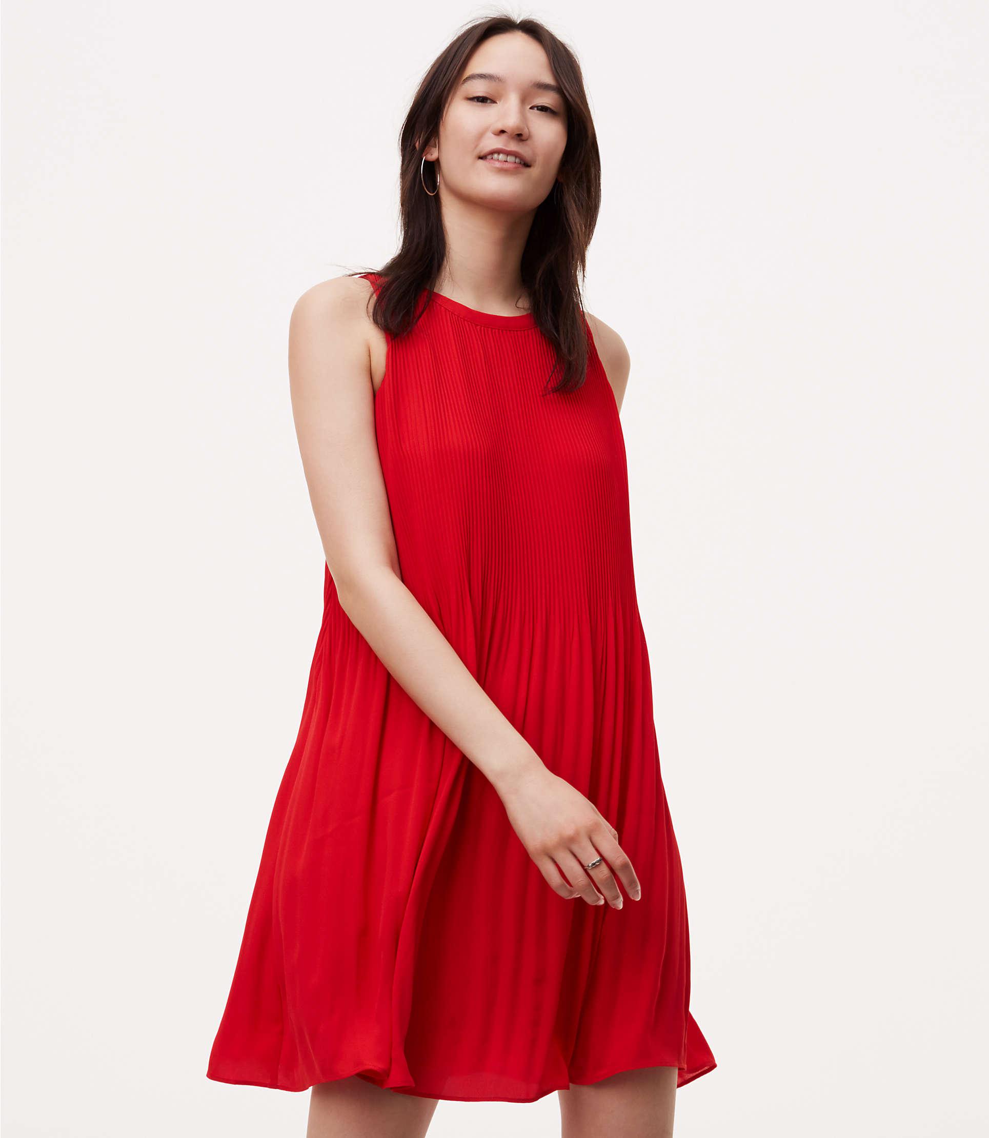 chiffon pleated swing dress