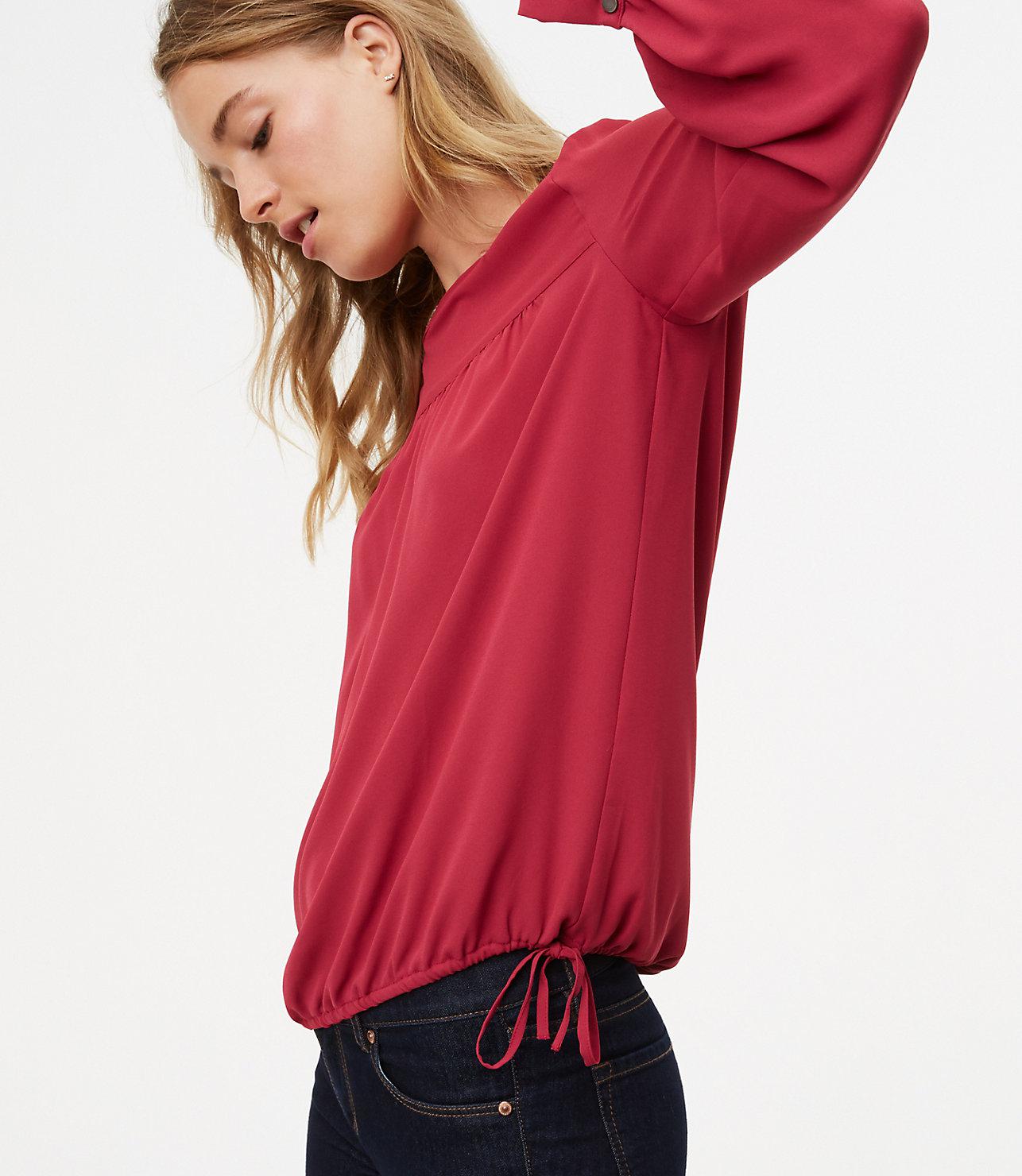 red bubble hem top