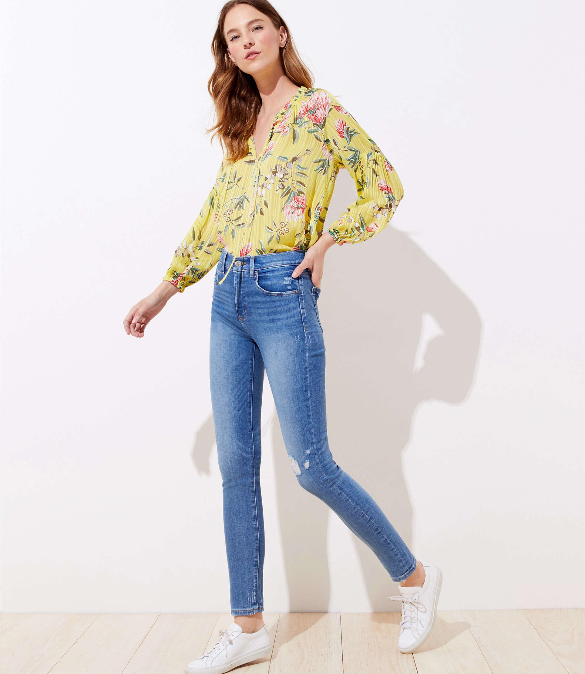 loft high waisted skinny jeans