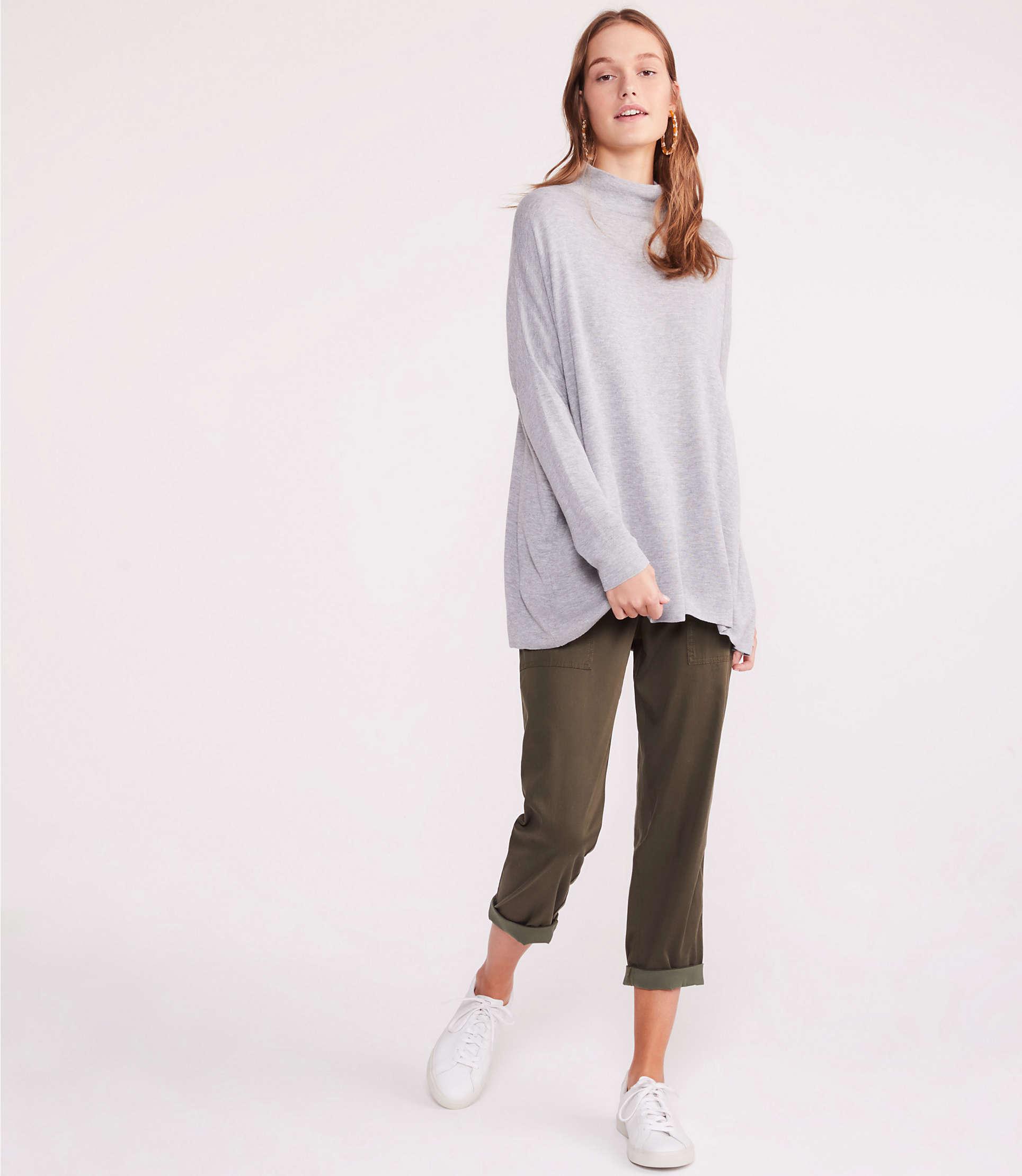 mock neck tunic tops