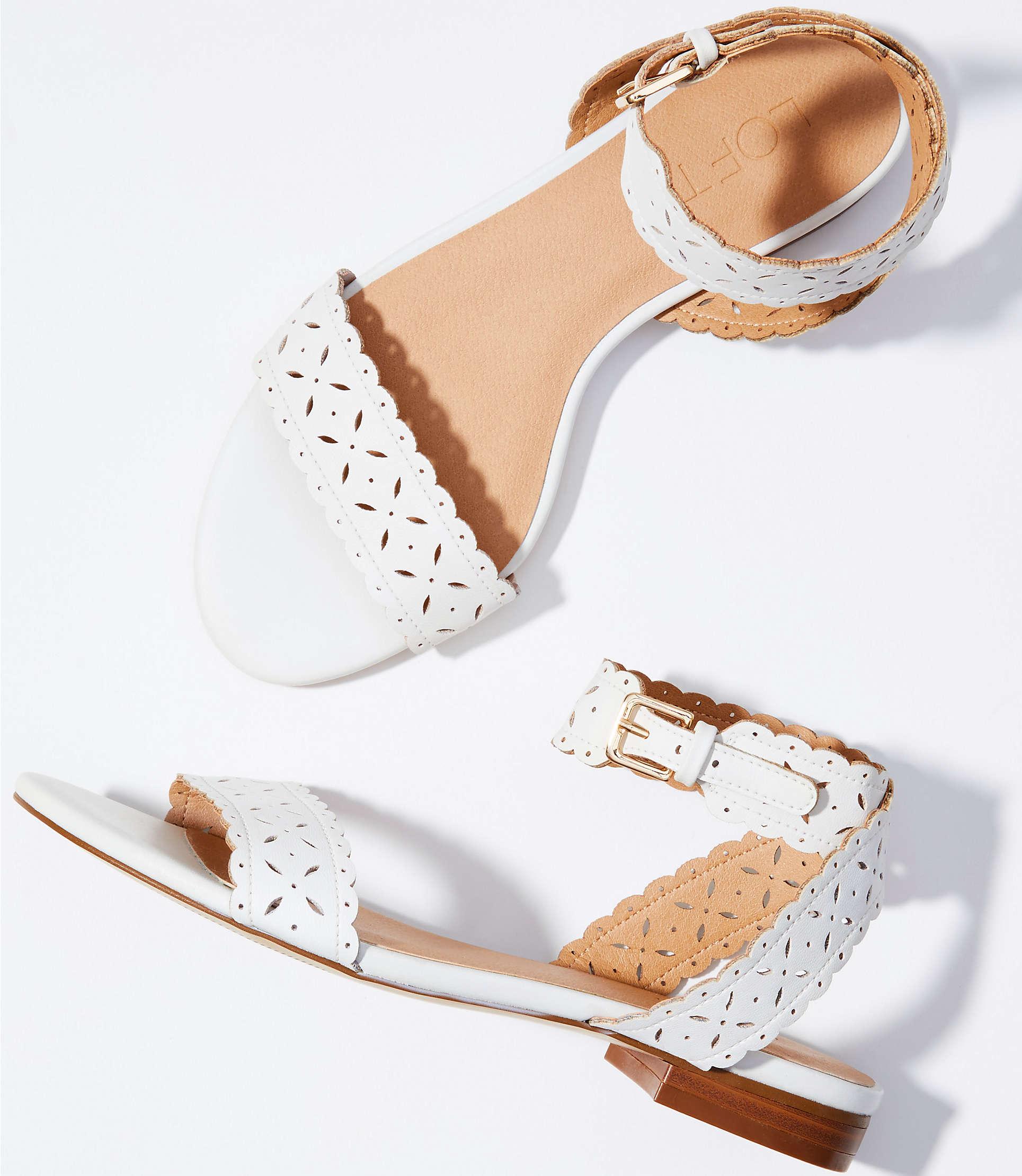 white flat sandals
