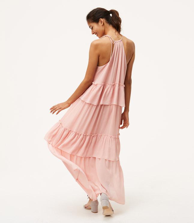 tiered halter maxi dress