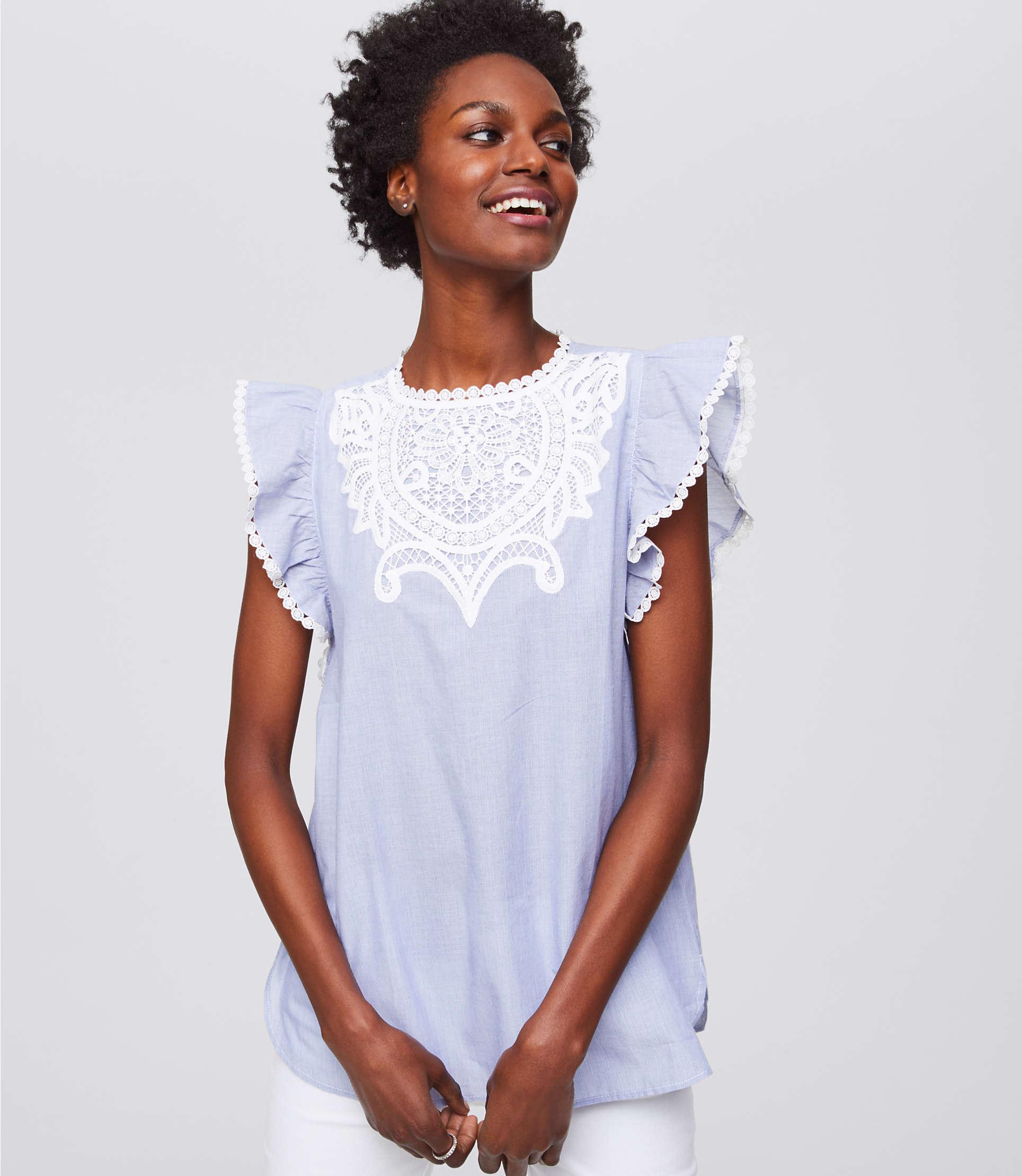 loft ruffle sleeve top
