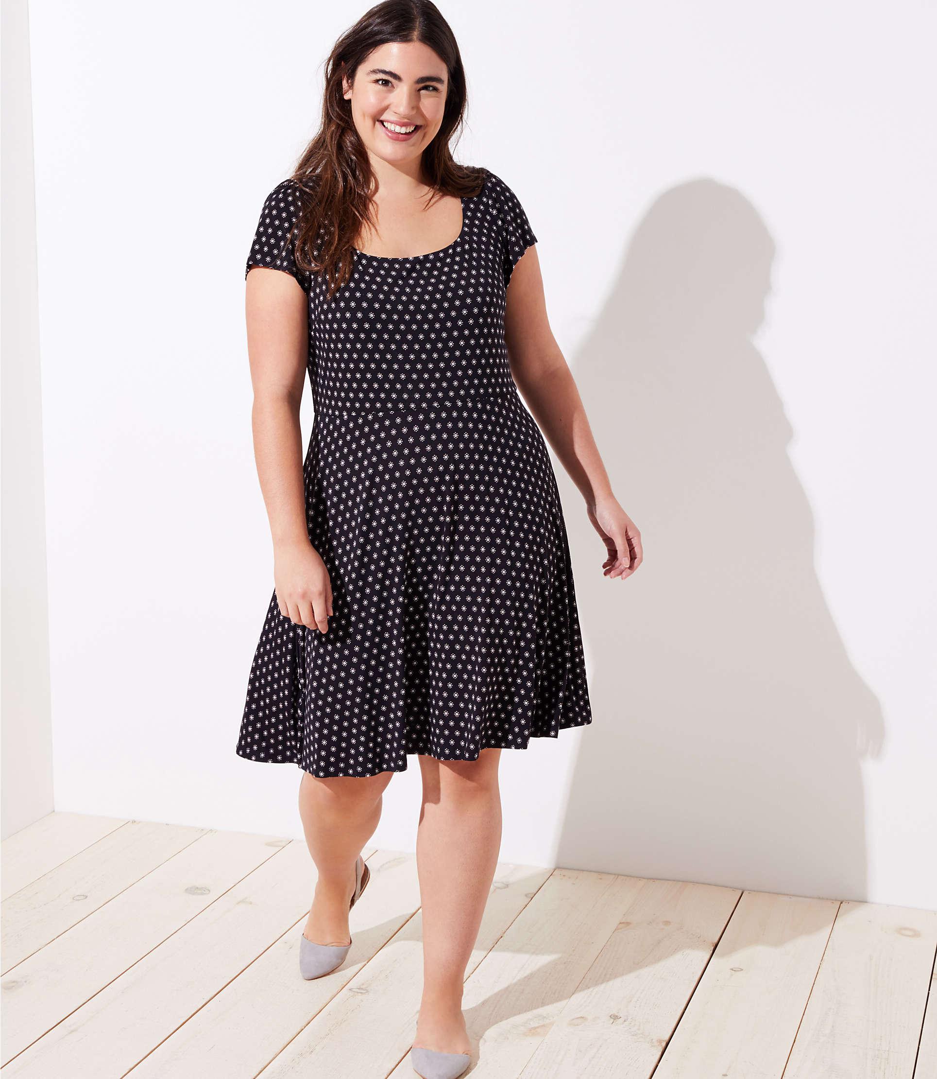 square neck flare dress