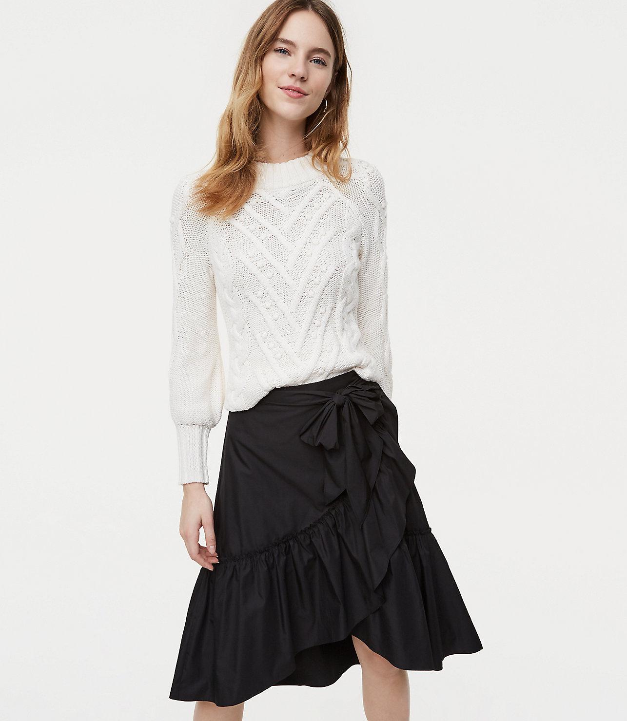 ruffle wrap skirt black