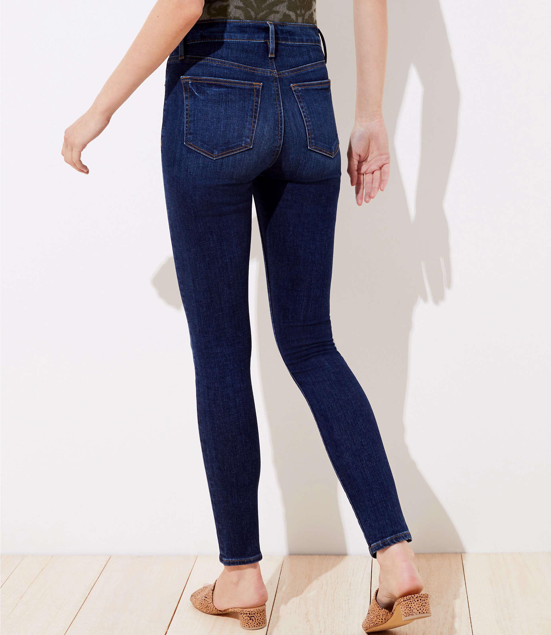 LOFT Denim Curvy High Rise Slim Pocket Skinny Jeans In Vintage Dark ...