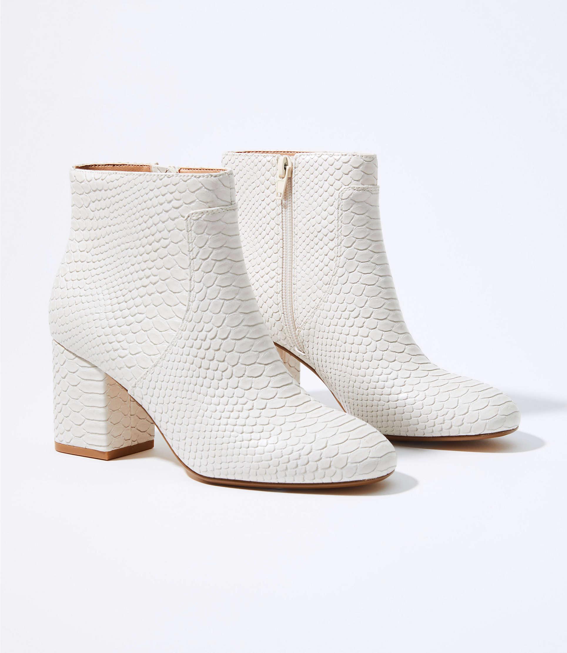 block heel white bootie