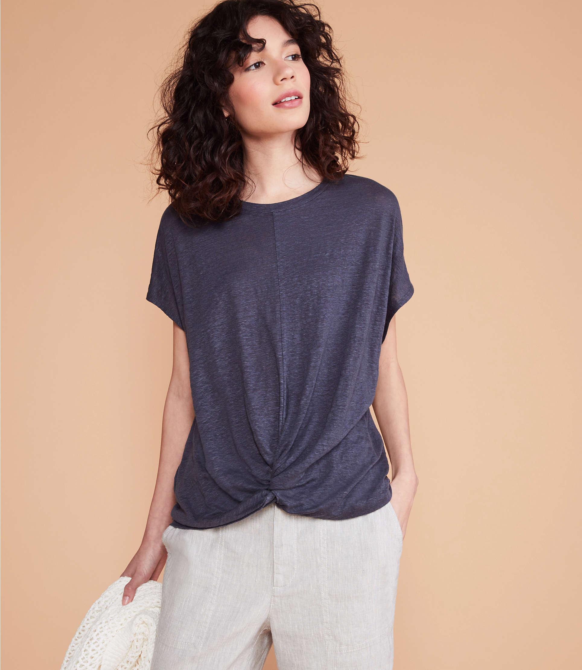lou & grey softserve linen twist front top