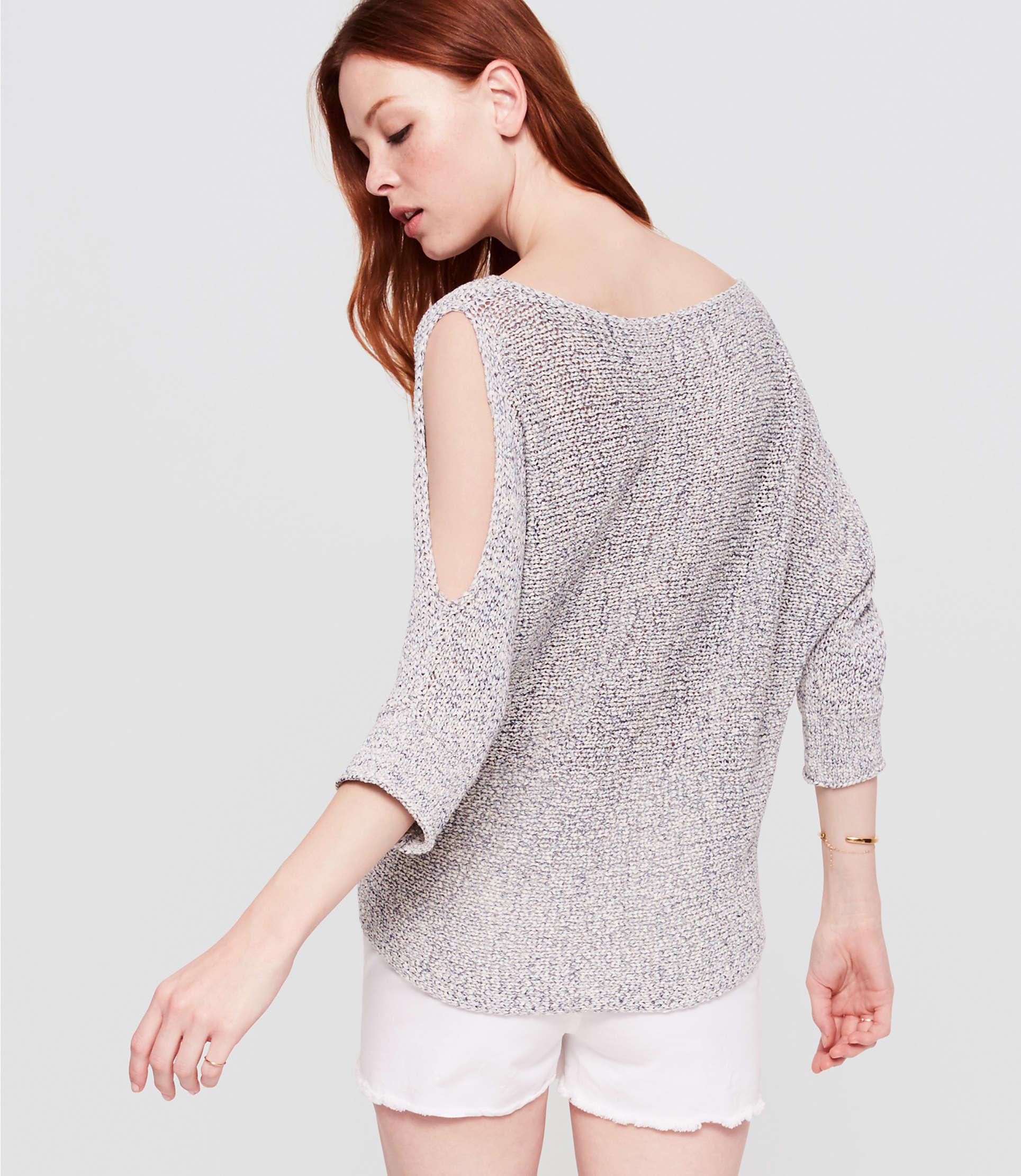 gray cold shoulder sweater