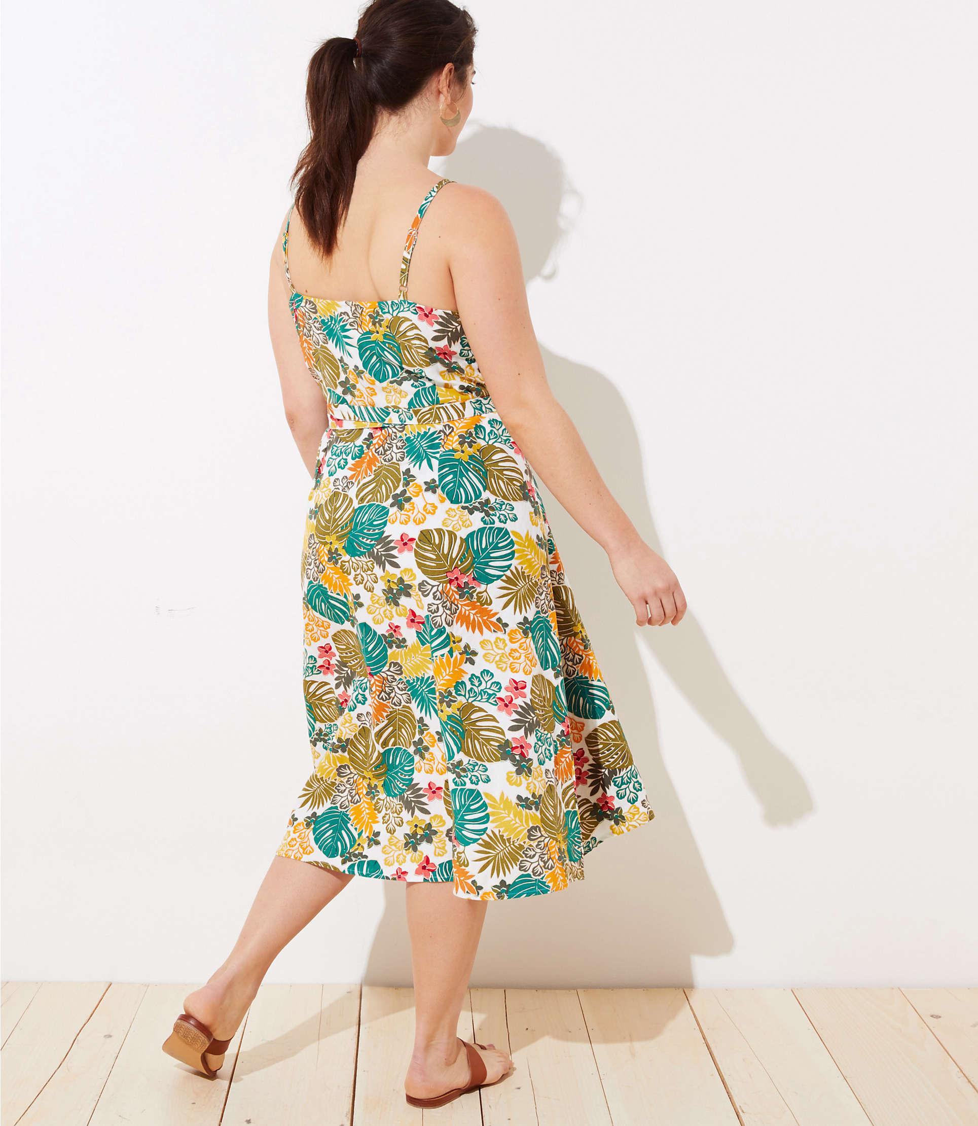 LOFT Plus Beach Tropical Wrap Midi Dress - Lyst