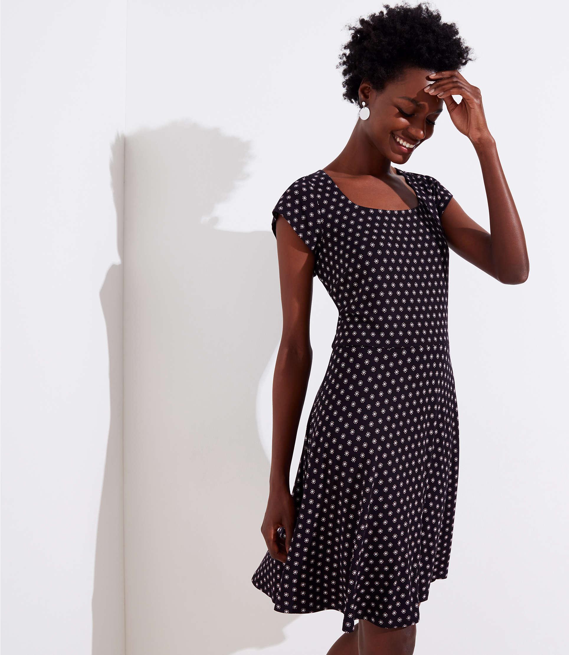 square neck flare dress