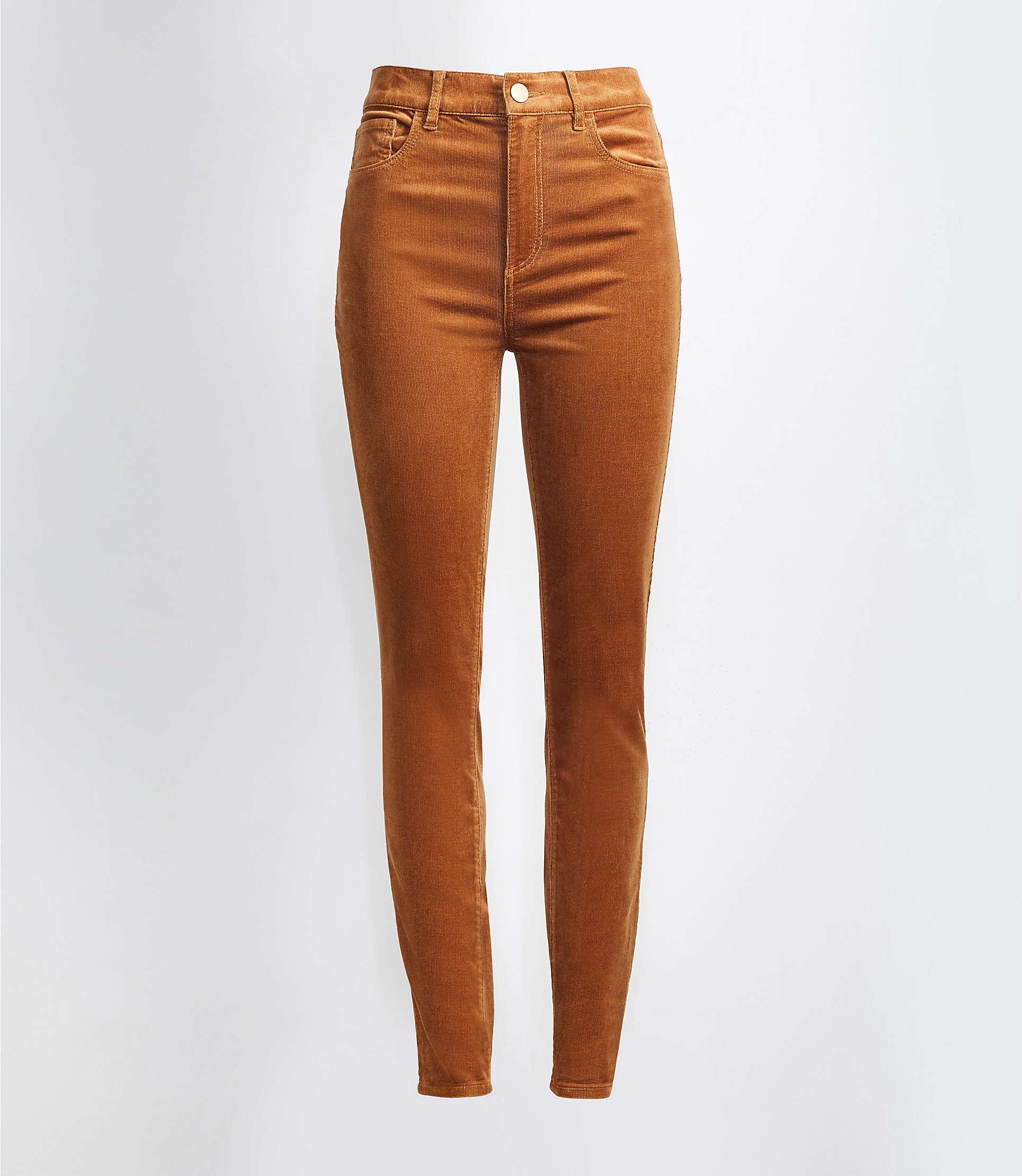 LOFT Petite High Waist Skinny Corduroy Pants in Brown - Lyst