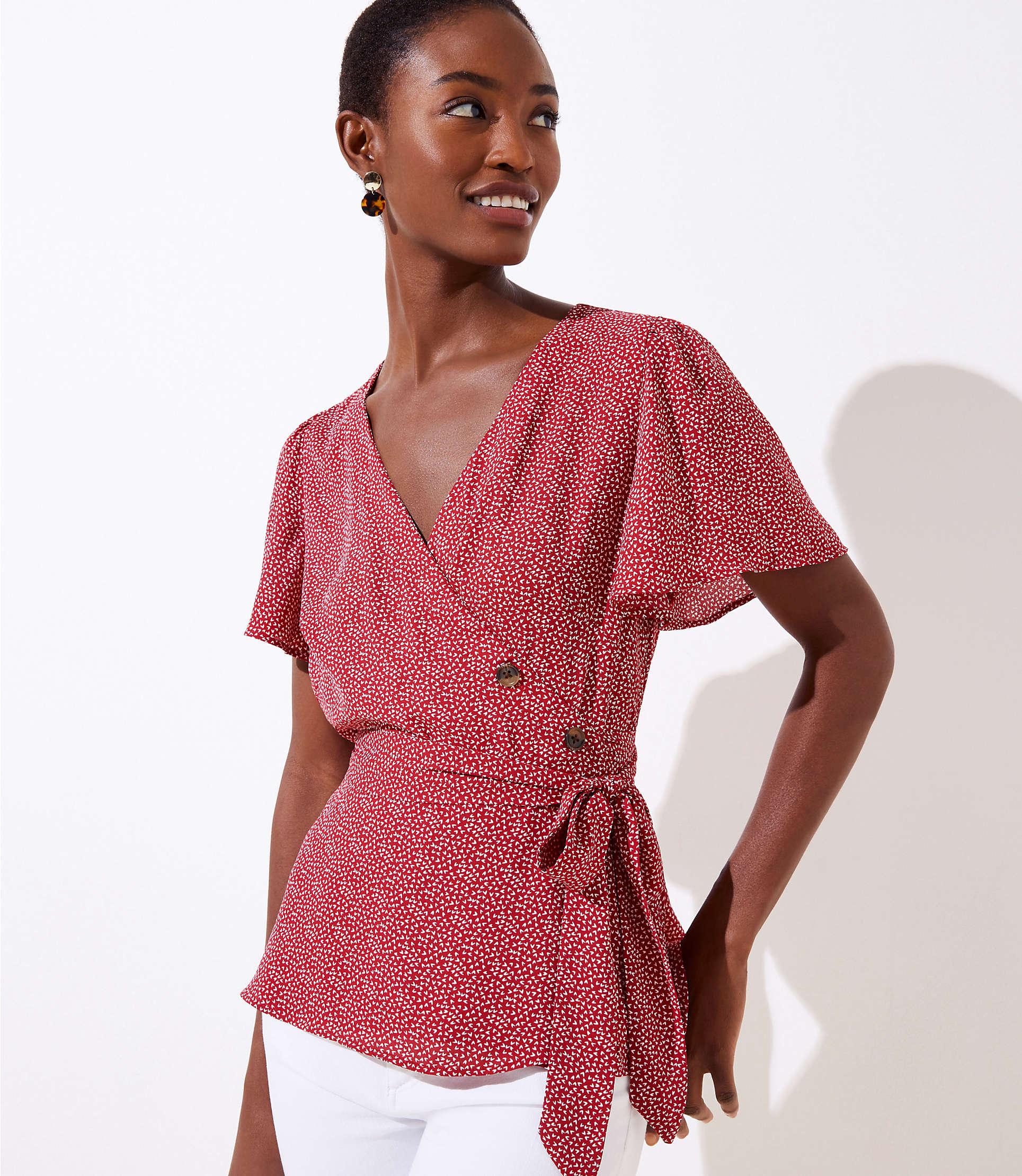 loft floral wrap top