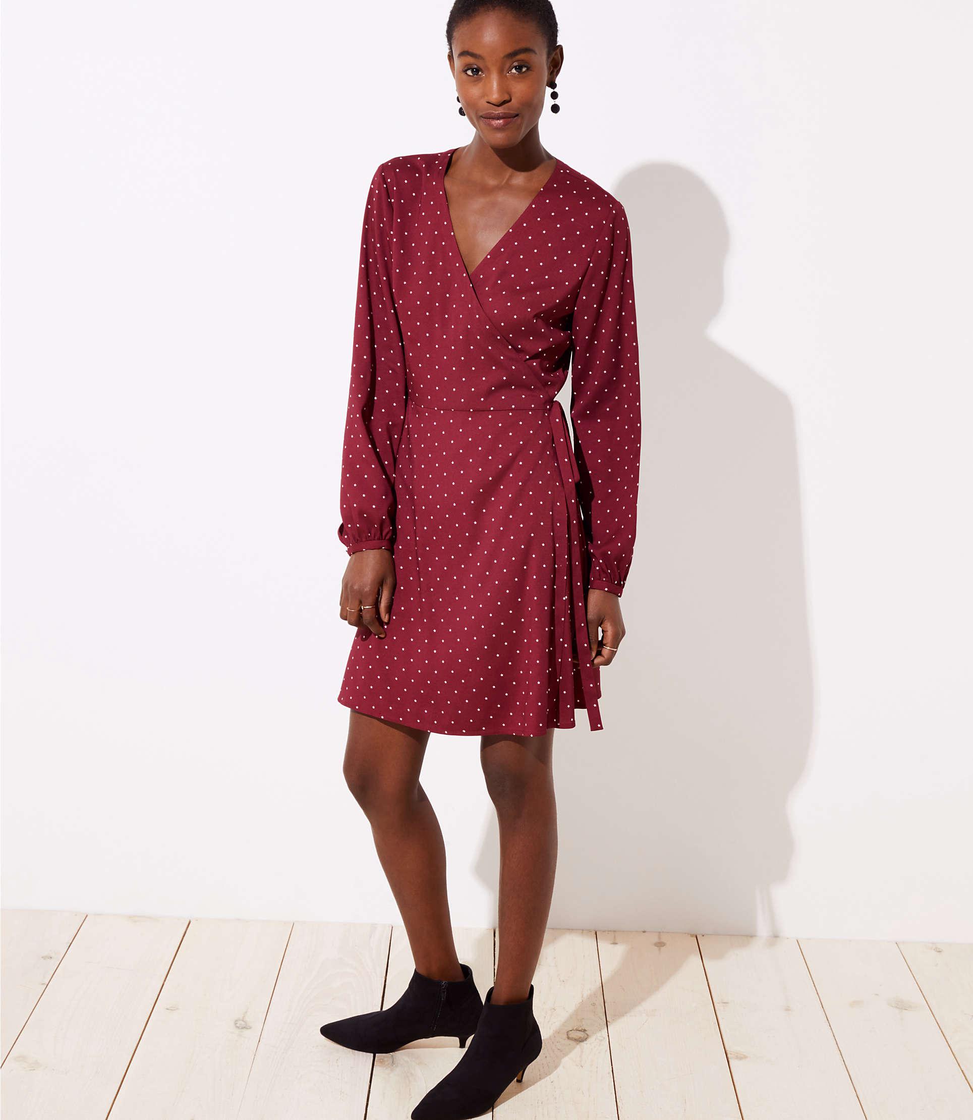 loft red wrap dress