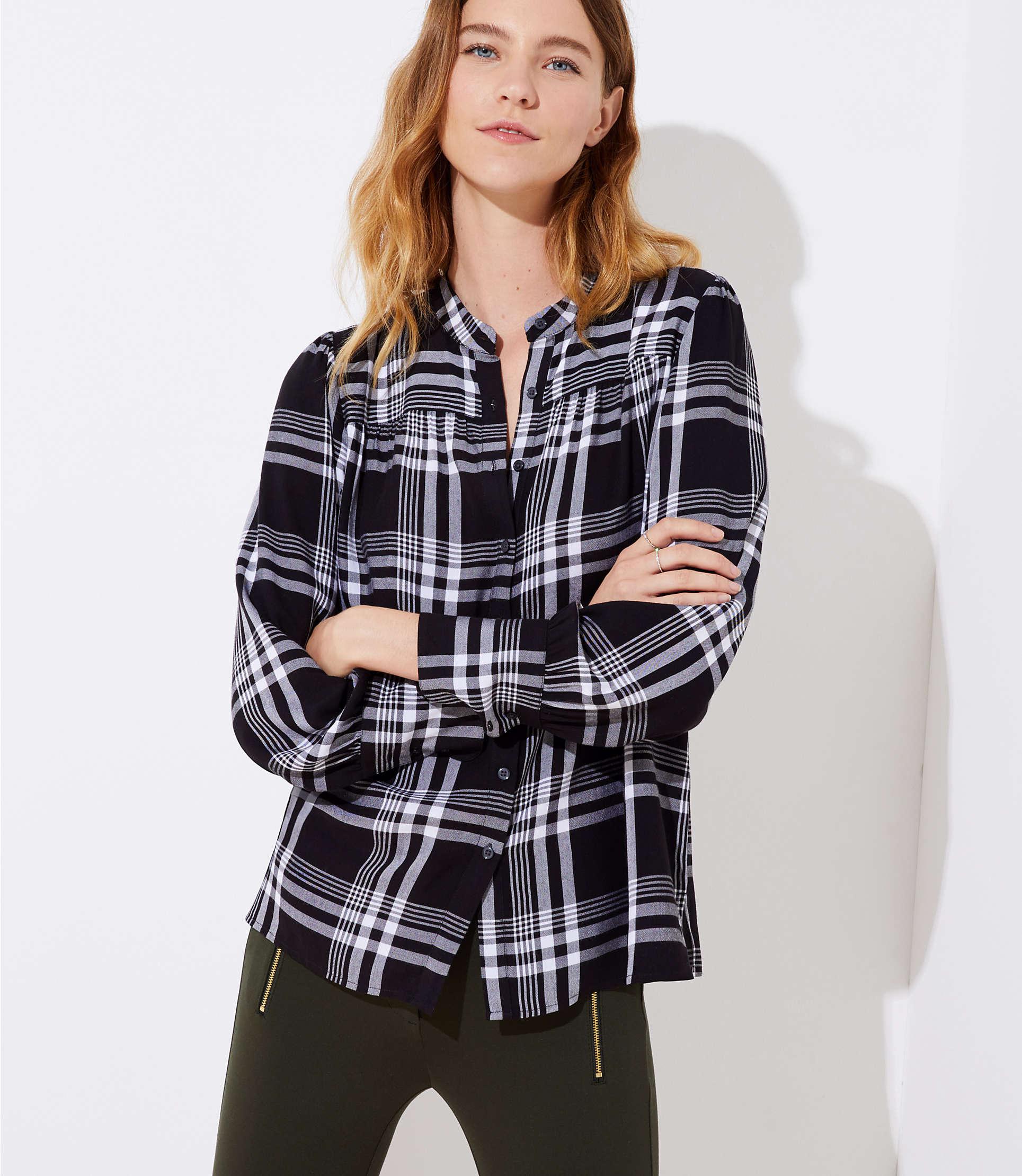 black puff shoulder blouse