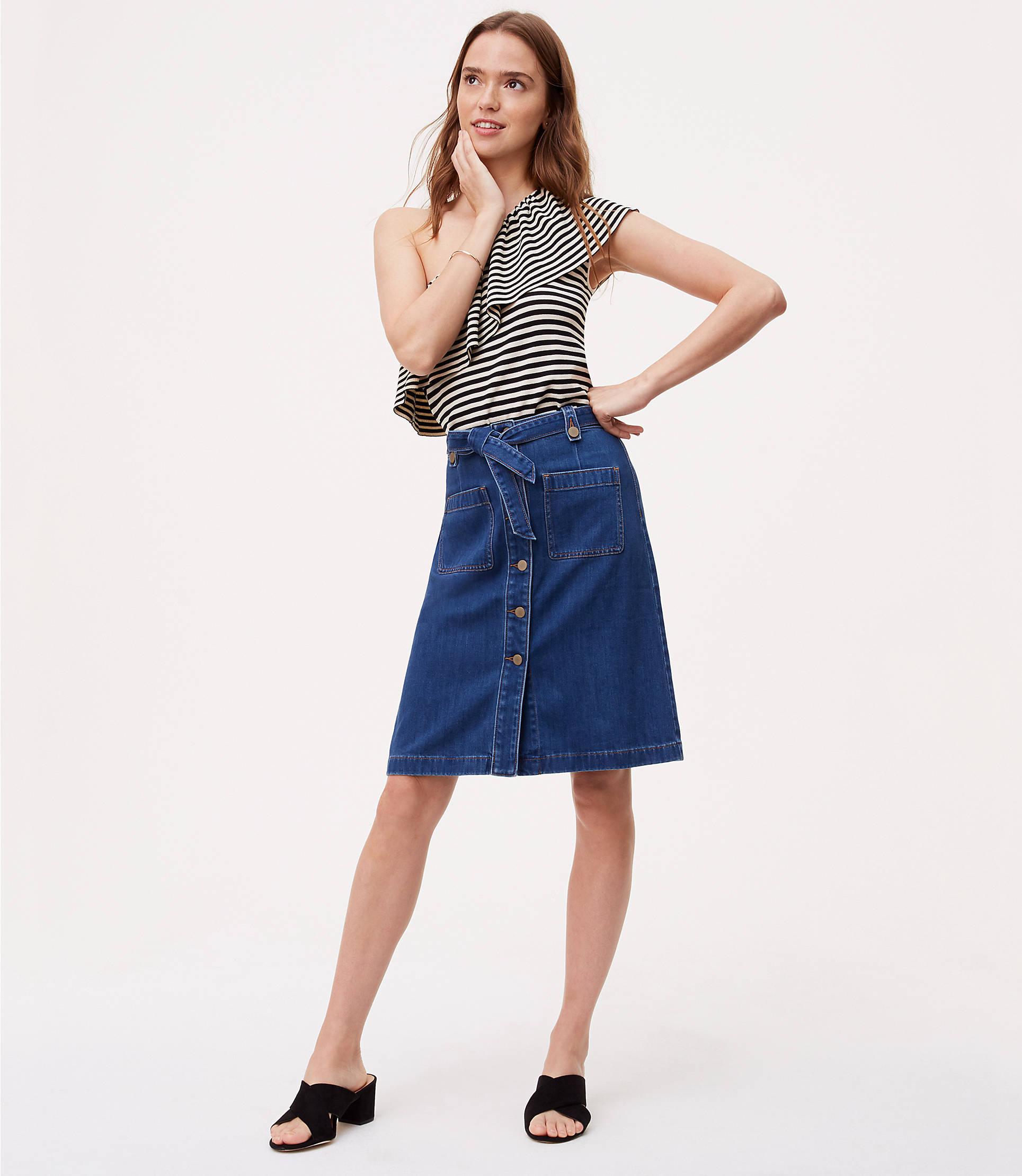 Tie waist denim skirt Clearance