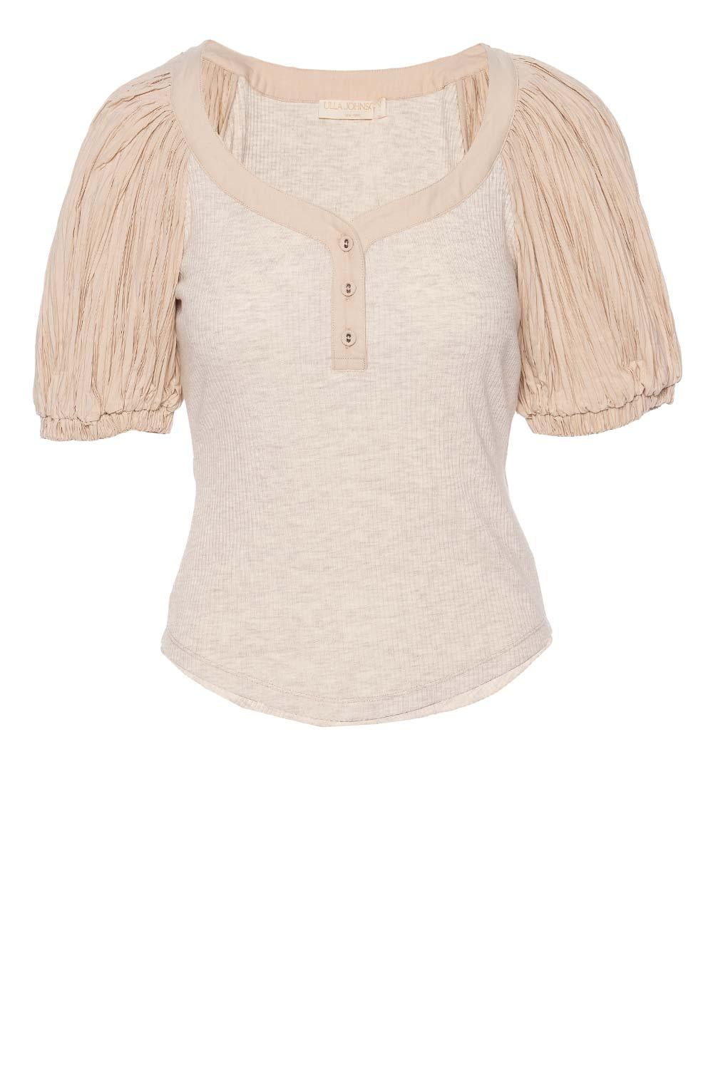 Ulla Johnson Marika Puff Sleeve Henley Top Lyst