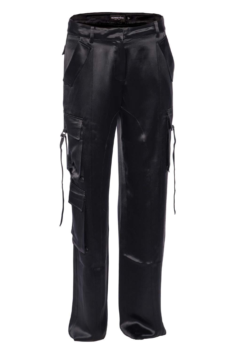 retroféte André Satin Cargo Pants in Black | Lyst