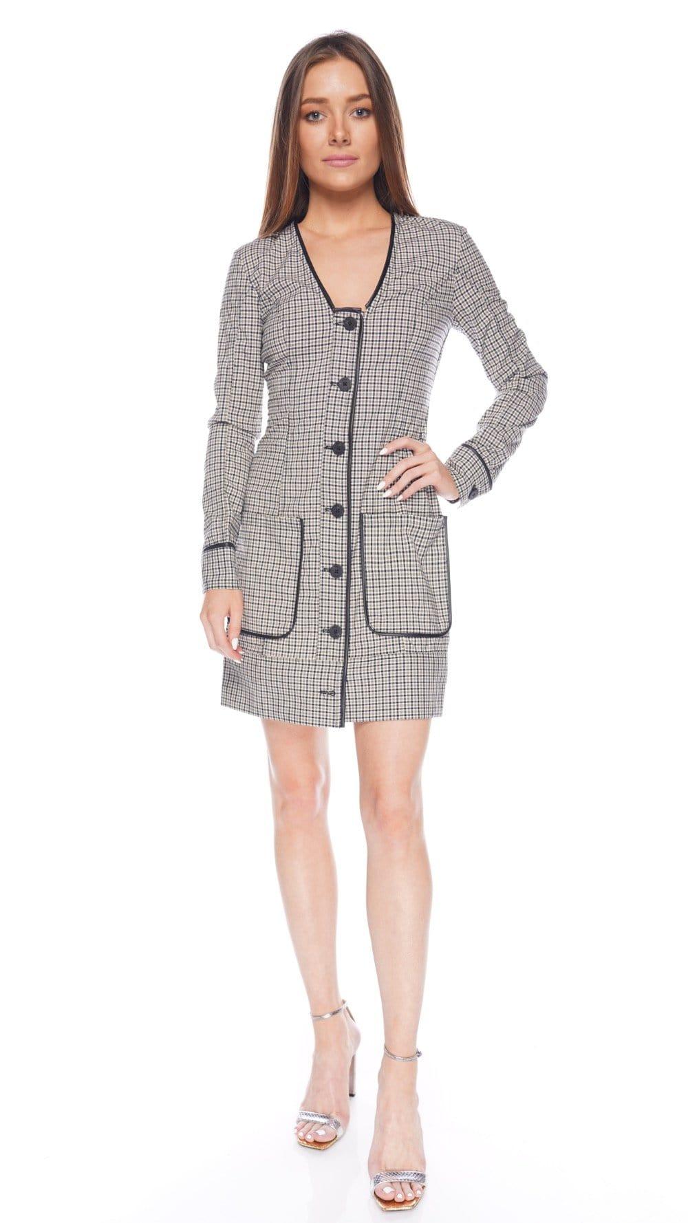 STAUD Leather Fairham Plaid Buttoned 