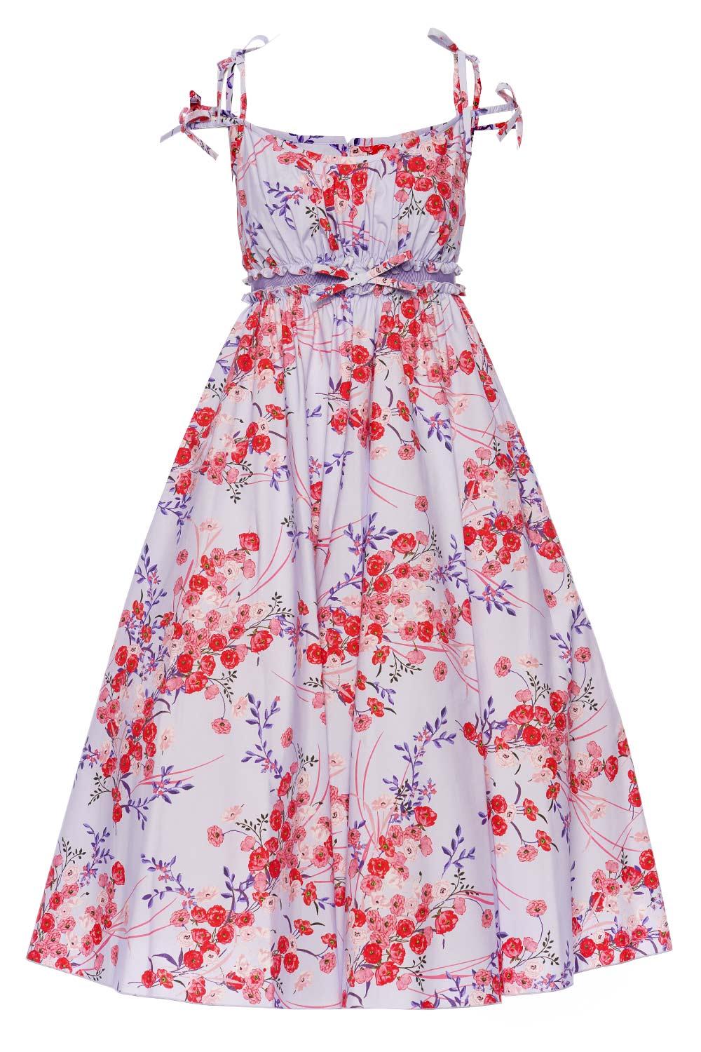 Giambattista Valli Blue Floral Fit & Flare Midi Dress in Red | Lyst