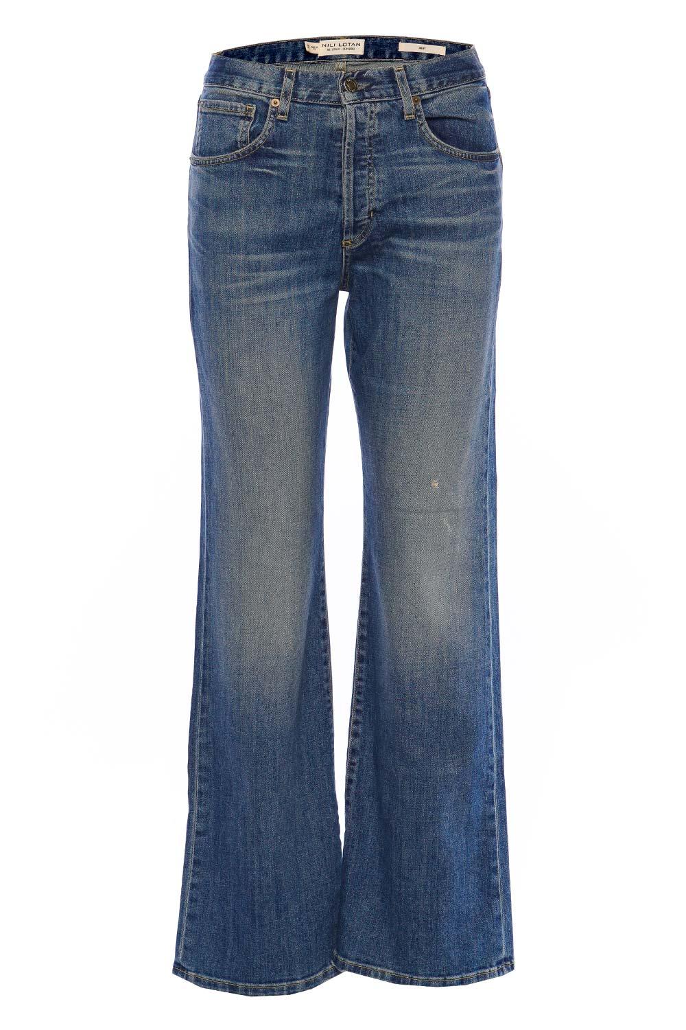 Nili Lotan Denim Francois Jean in Blue Womens Clothing Jeans Wide-leg jeans 