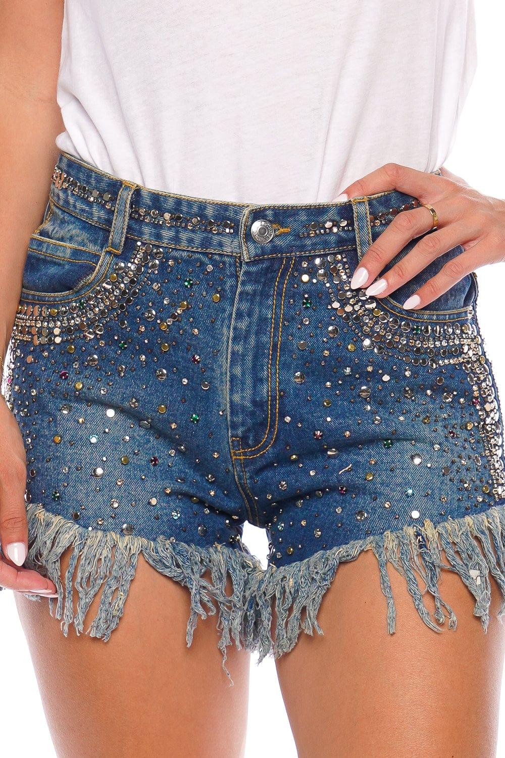 Zadig & Voltaire Snow Studded Distressed Denim Shorts in Blue | Lyst