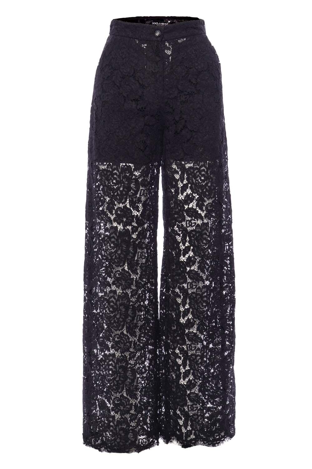 Dolce & Gabbana Lace Wide Leg Pants in Blue | Lyst