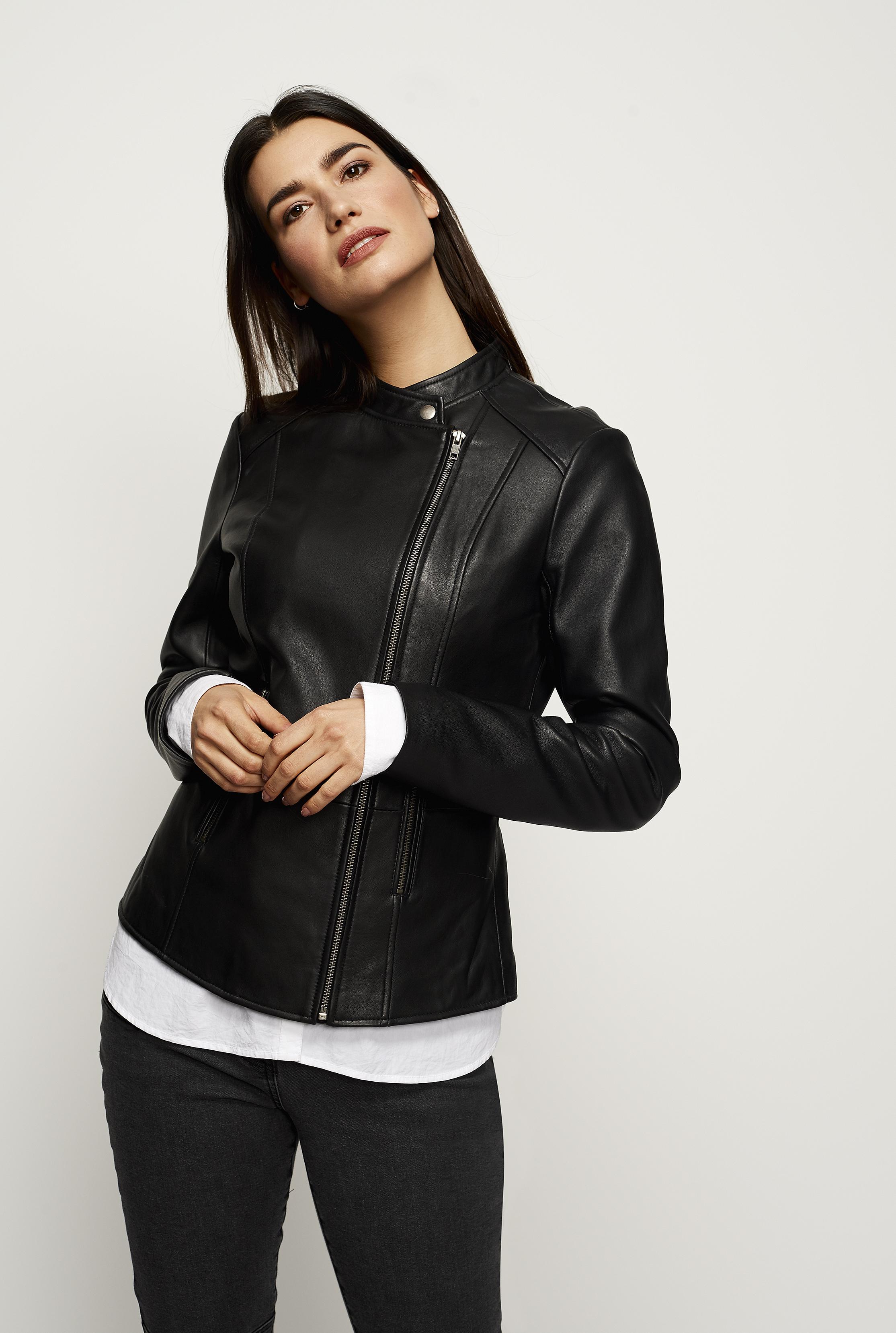 Long Tall Sally Collar Detail Leather Jacket In Black Lyst