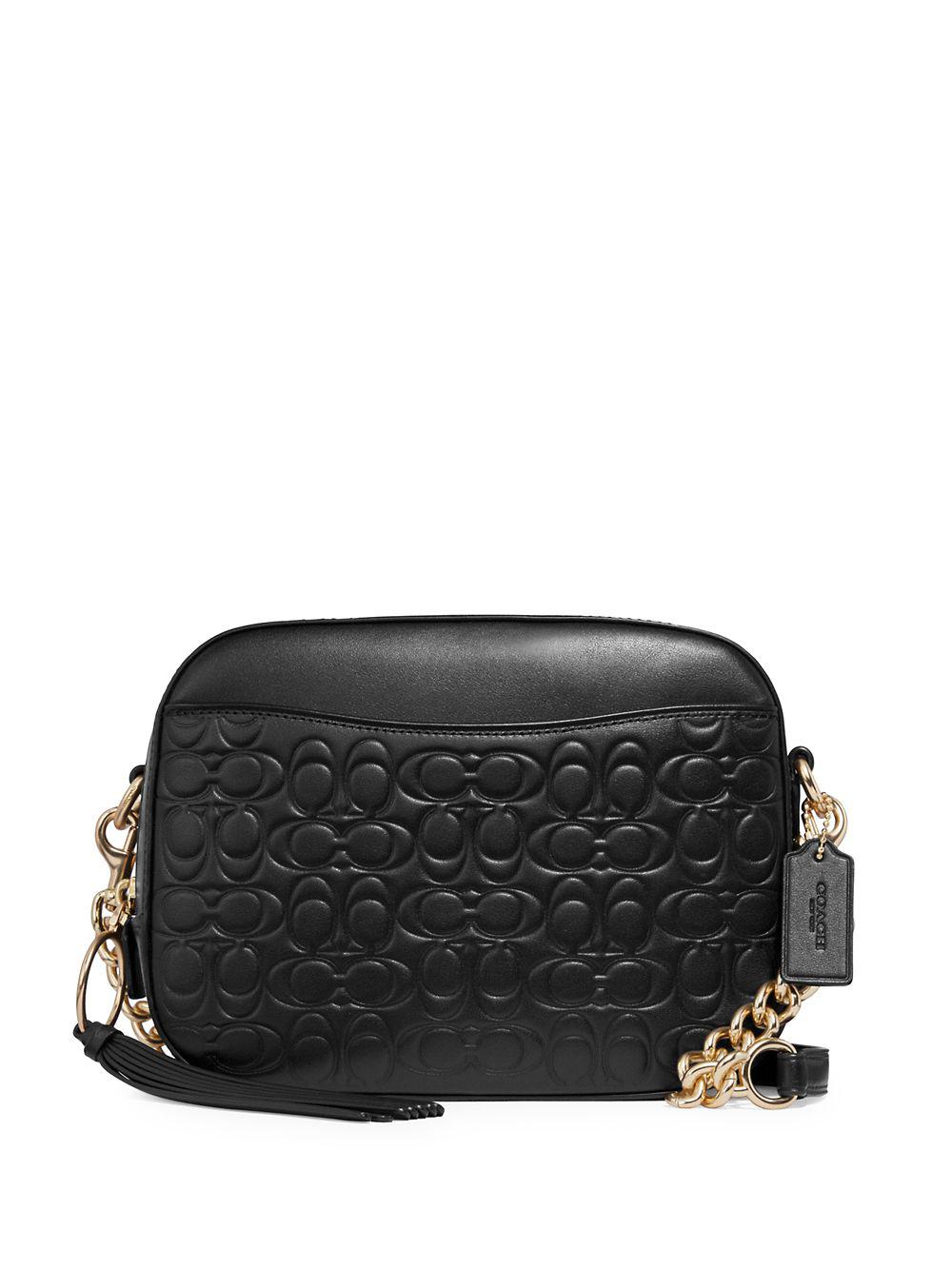 COACH Signature Embossed Leather Camera Bag in Black Lyst