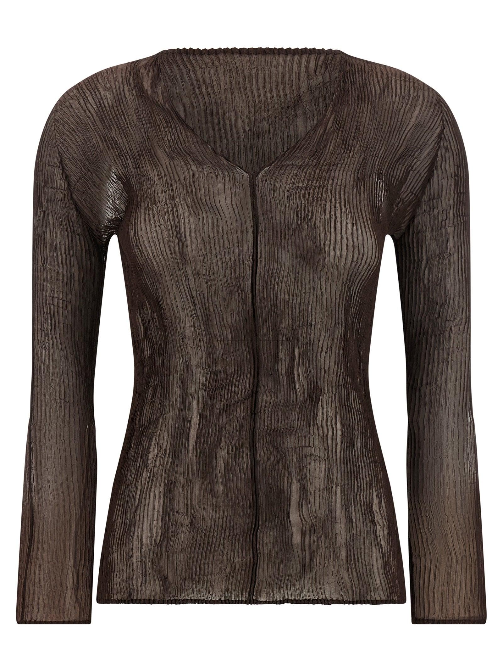 トップス ISSEY MIYAKE CHIFFON TWIST 1 DARK BROWN Issey Miyake 'Chiffon Twist 1' Top in Brown | Lyst