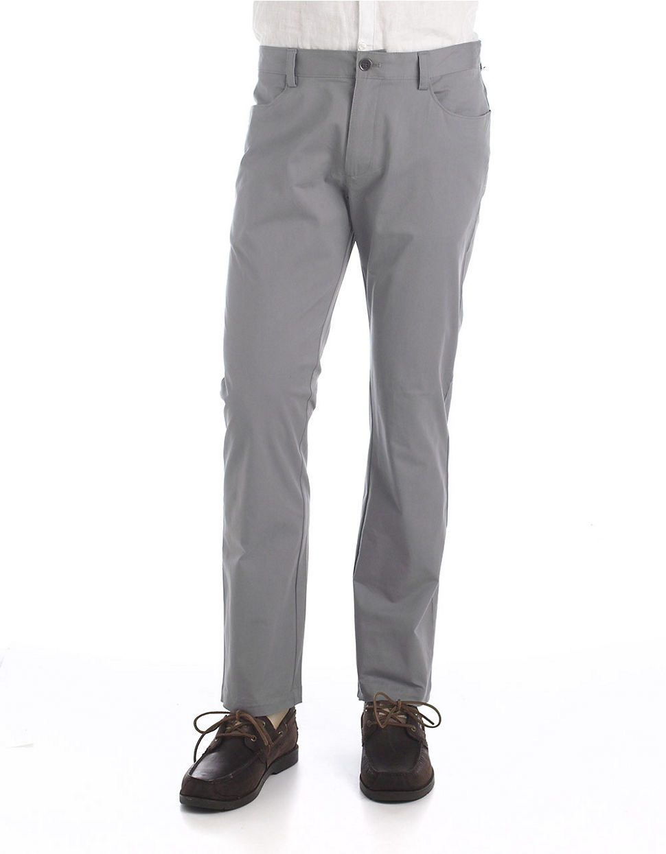 Calvin Klein Cotton Four-pocket Sateen Pants in Gray for Men - Lyst