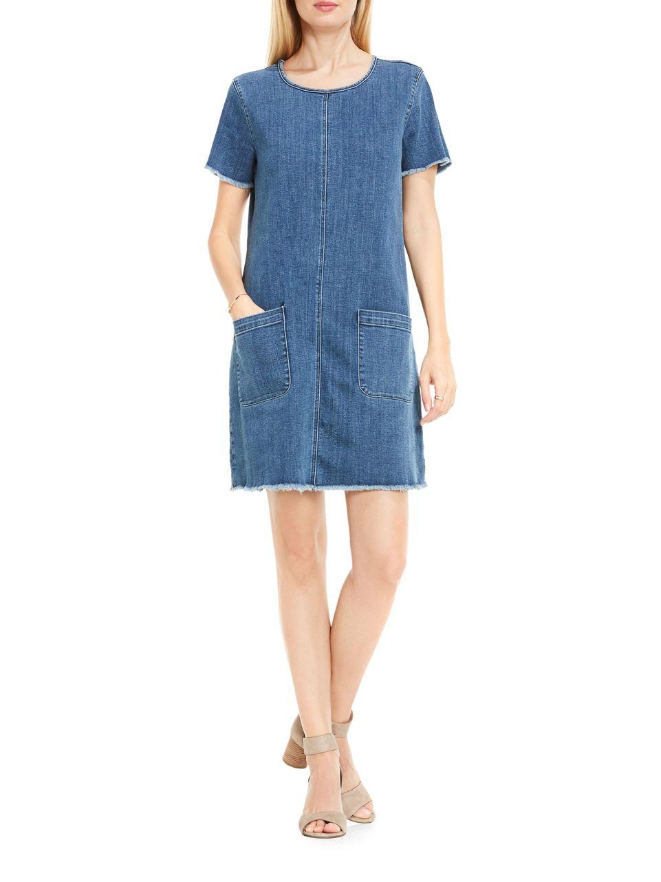Lyst - Two by vince camuto Frayed Shift Dress in Blue