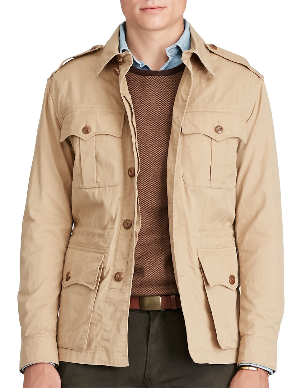 Polo ralph lauren Cotton-blend Safari Jacket in Natural for Men | Lyst